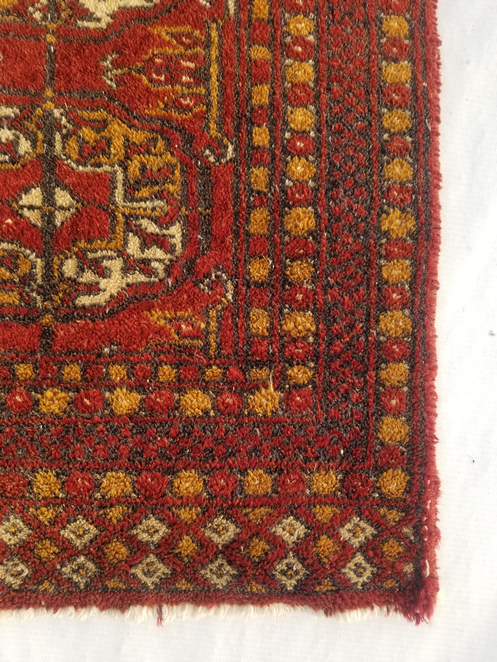 Antique Traditional Handmade Turkoman Bokhara Wool Multicolor Rug 65x50cm