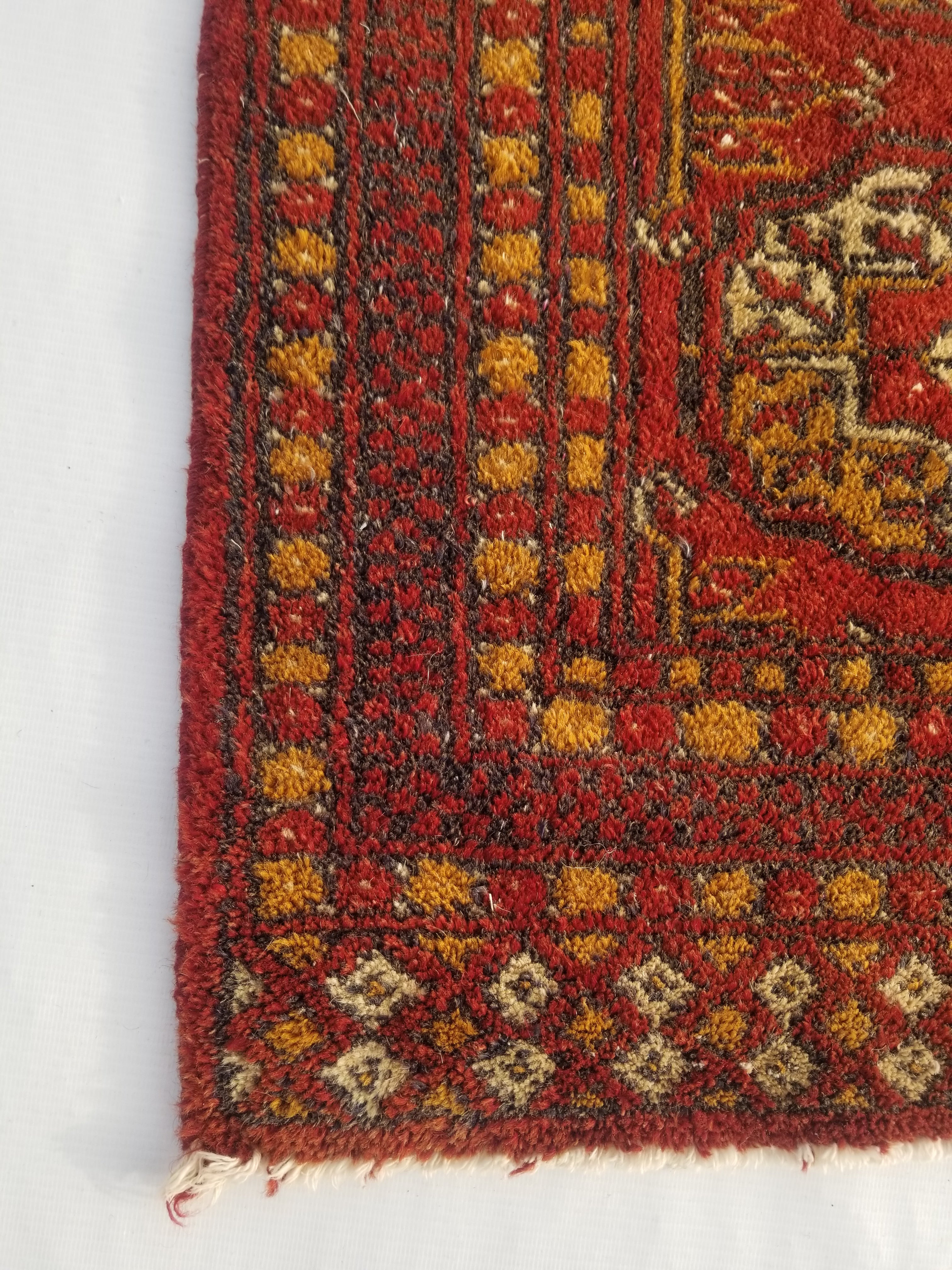Antique Traditional Handmade Turkoman Bokhara Wool Multicolor Rug 65x50cm