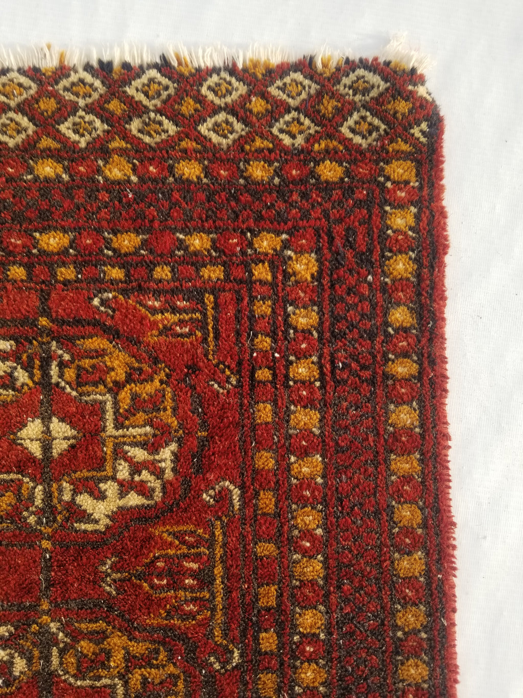 Antique Traditional Handmade Turkoman Bokhara Wool Multicolor Rug 65x50cm