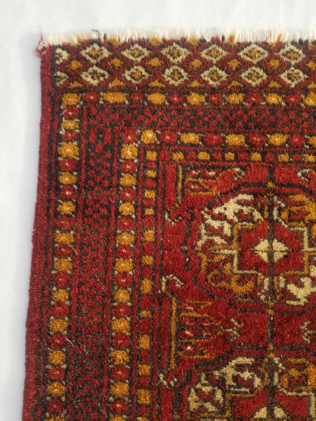 Antique Traditional Handmade Turkoman Bokhara Wool Multicolor Rug 65x50cm