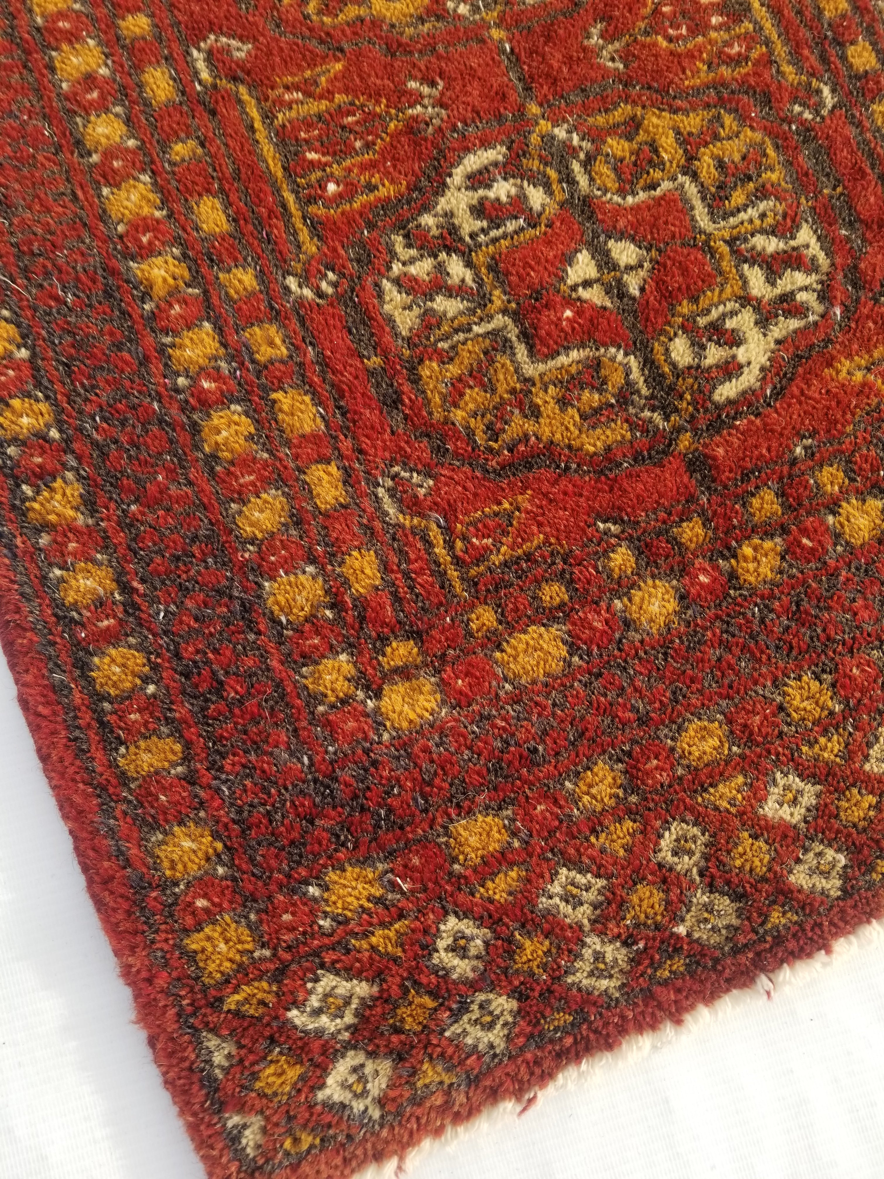 Antique Traditional Handmade Turkoman Bokhara Wool Multicolor Rug 65x50cm