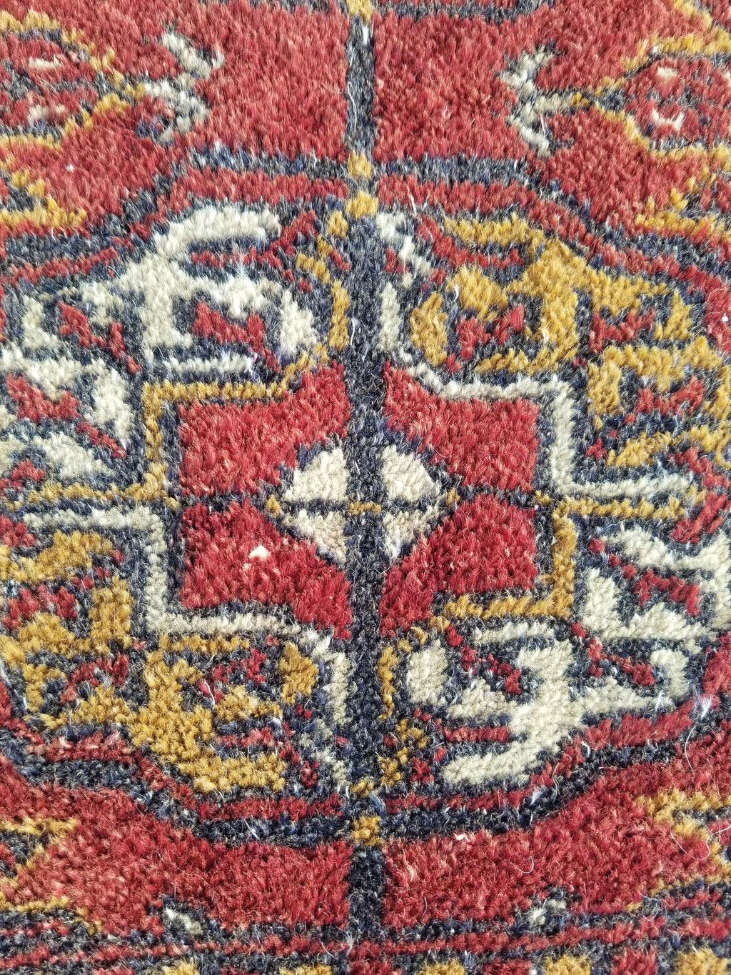 Antique Traditional Handmade Turkoman Bokhara Wool Multicolor Rug 65x50cm