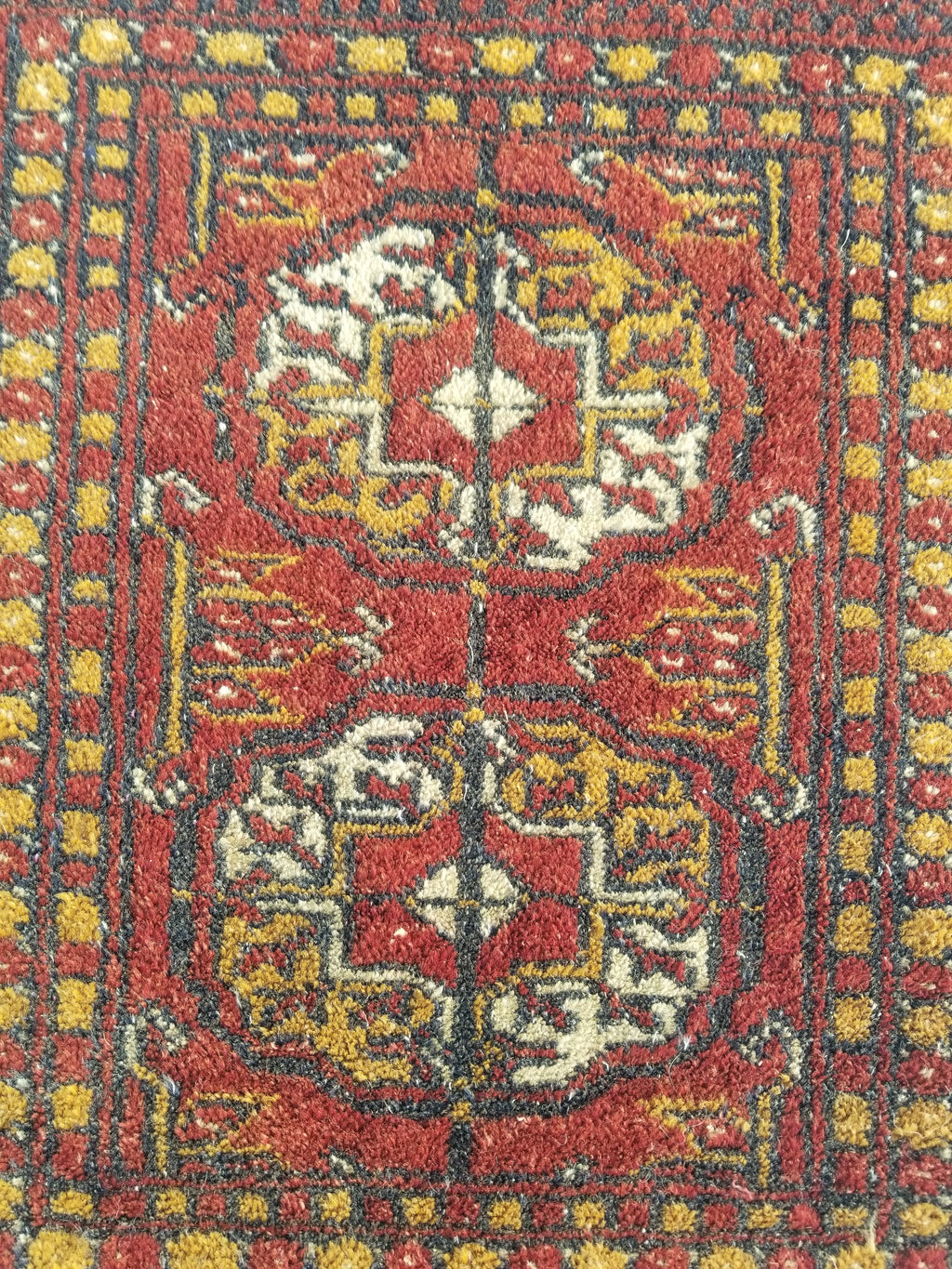 Antique Traditional Handmade Turkoman Bokhara Wool Multicolor Rug 65x50cm