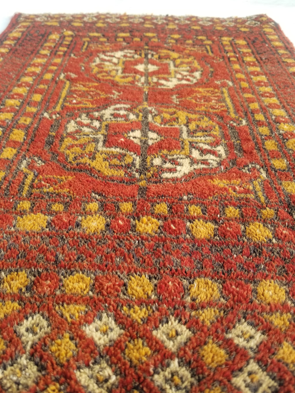 Antique Traditional Handmade Turkoman Bokhara Wool Multicolor Rug 65x50cm