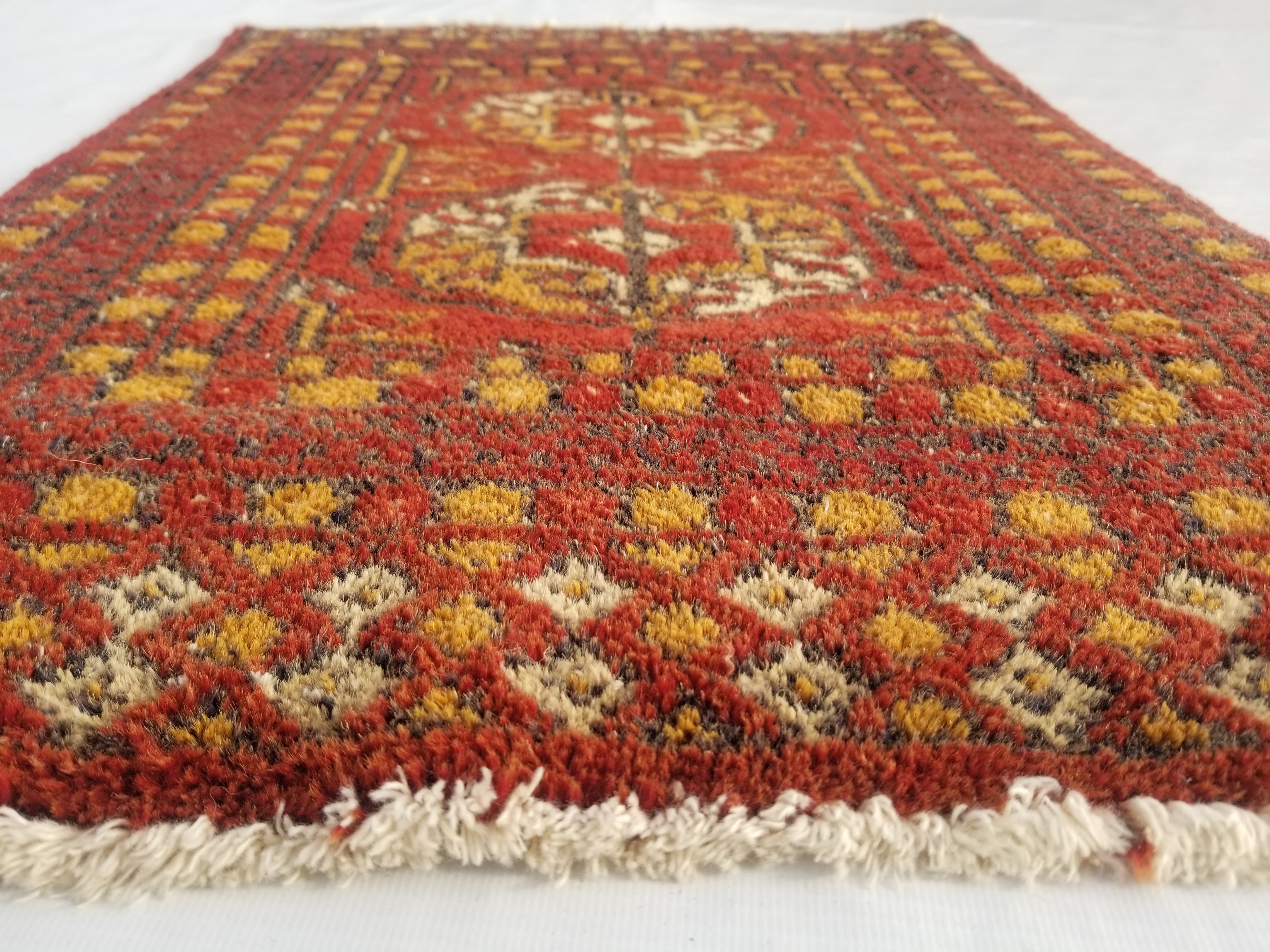 Antique Traditional Handmade Turkoman Bokhara Wool Multicolor Rug 65x50cm