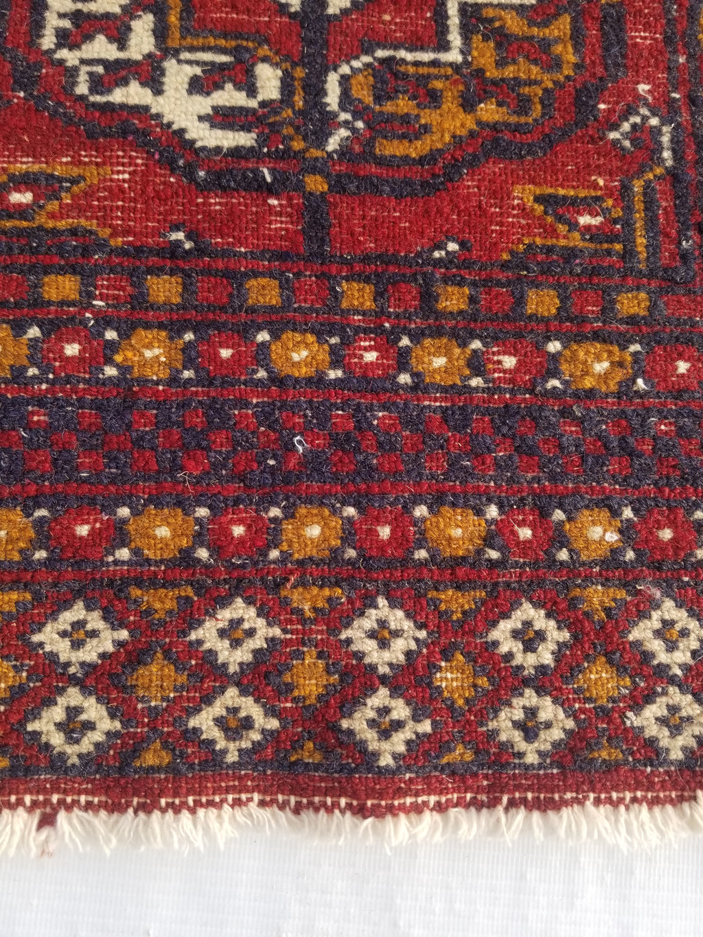 Antique Traditional Handmade Turkoman Bokhara Wool Multicolor Rug 65x50cm