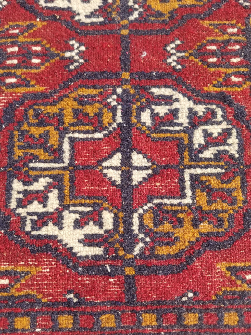 Antique Traditional Handmade Turkoman Bokhara Wool Multicolor Rug 65x50cm
