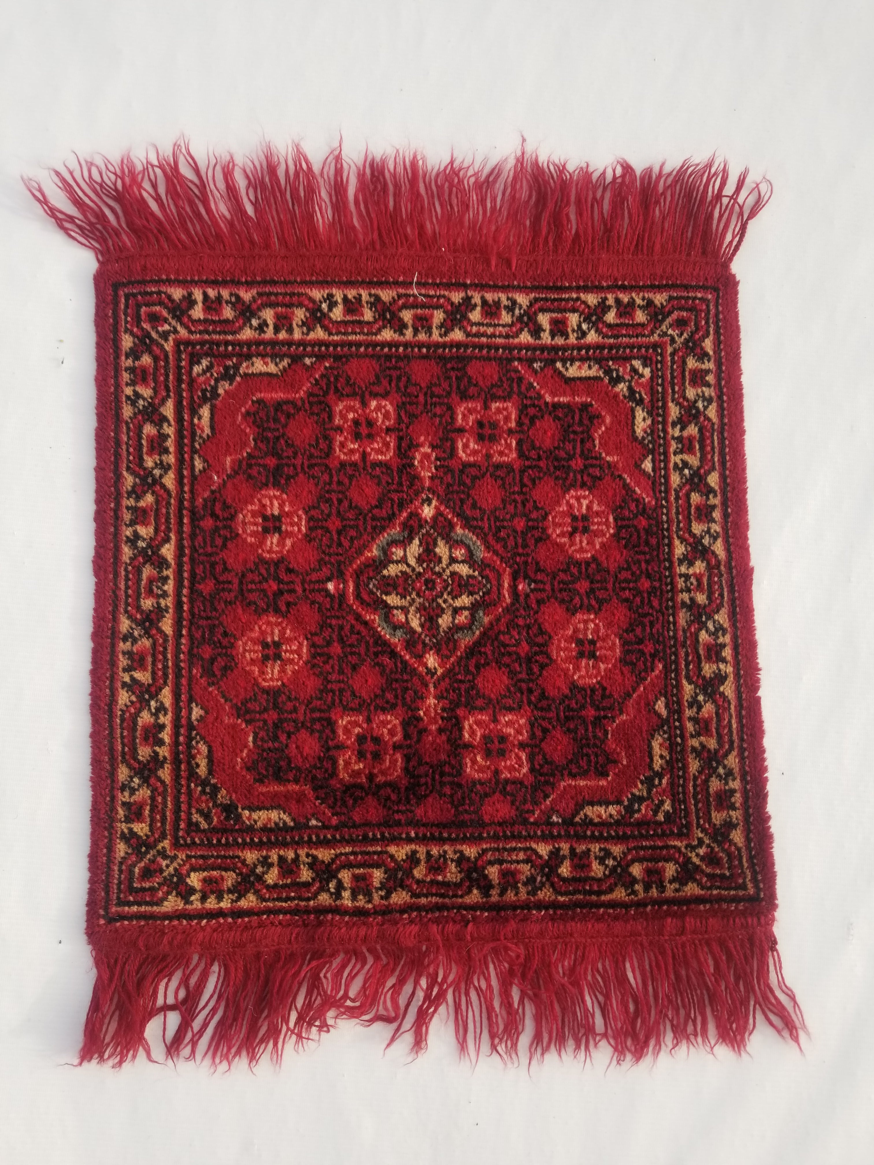 Vintage Traditional Handmade Oriental Wool Multicolor Rug 50x47cm