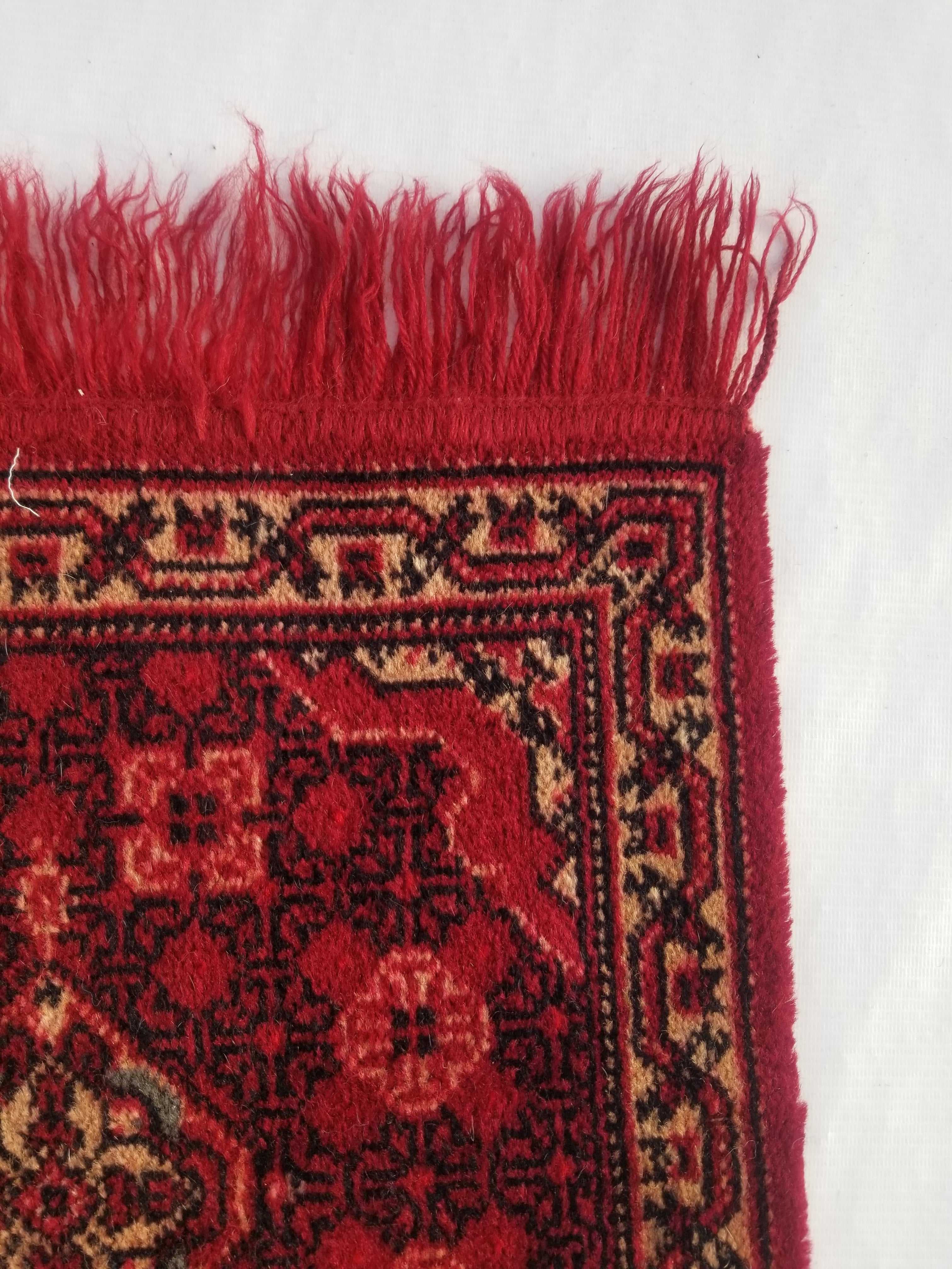 Vintage Traditional Handmade Oriental Wool Multicolor Rug 50x47cm