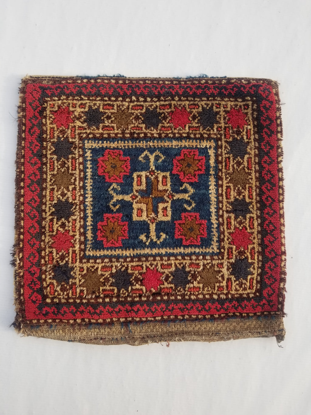 Antique Traditional Handmade Kurdish Wool Multicolor Saddle Bag 42x40cm