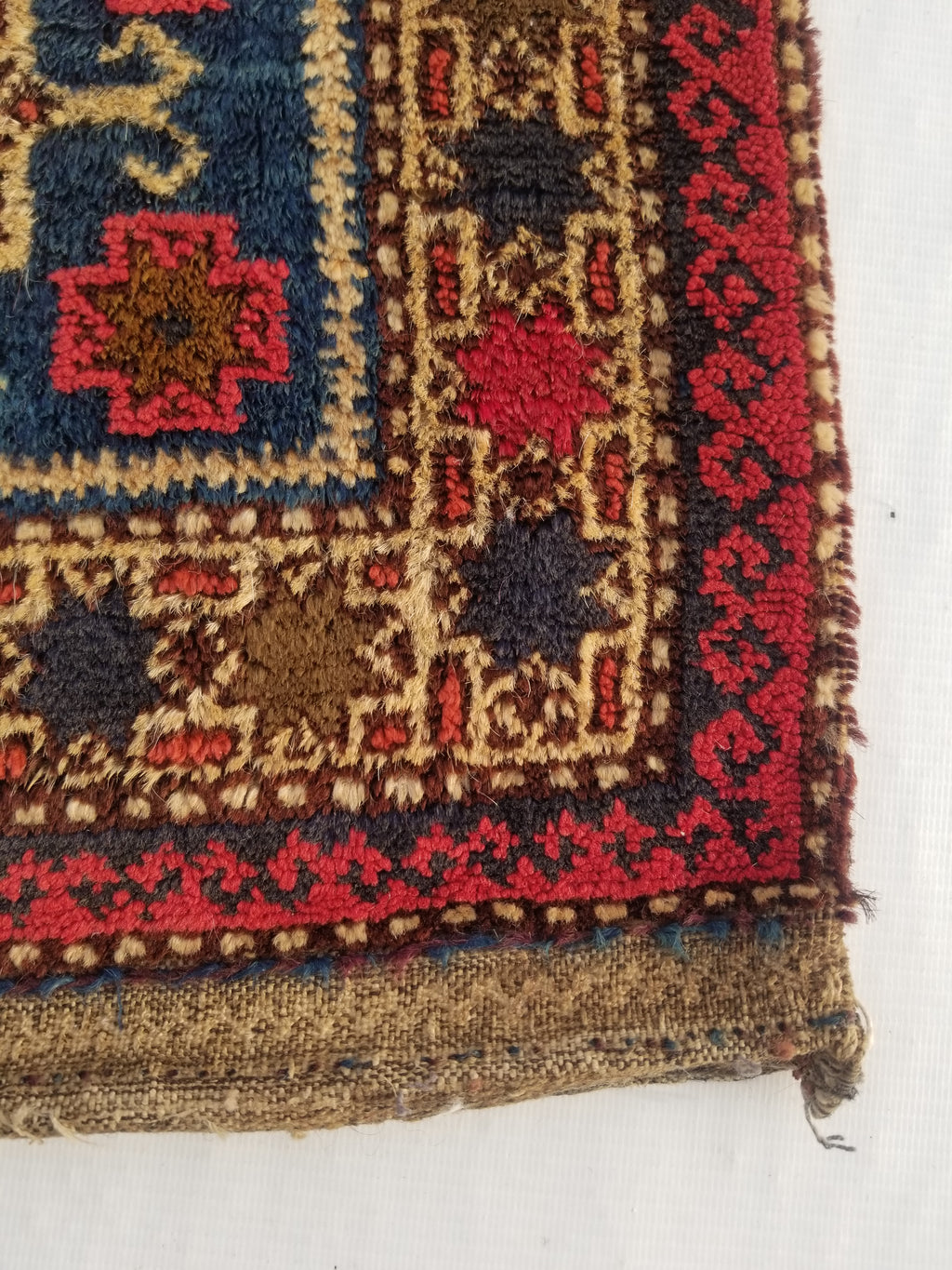 Antique Traditional Handmade Kurdish Wool Multicolor Saddle Bag 42x40cm