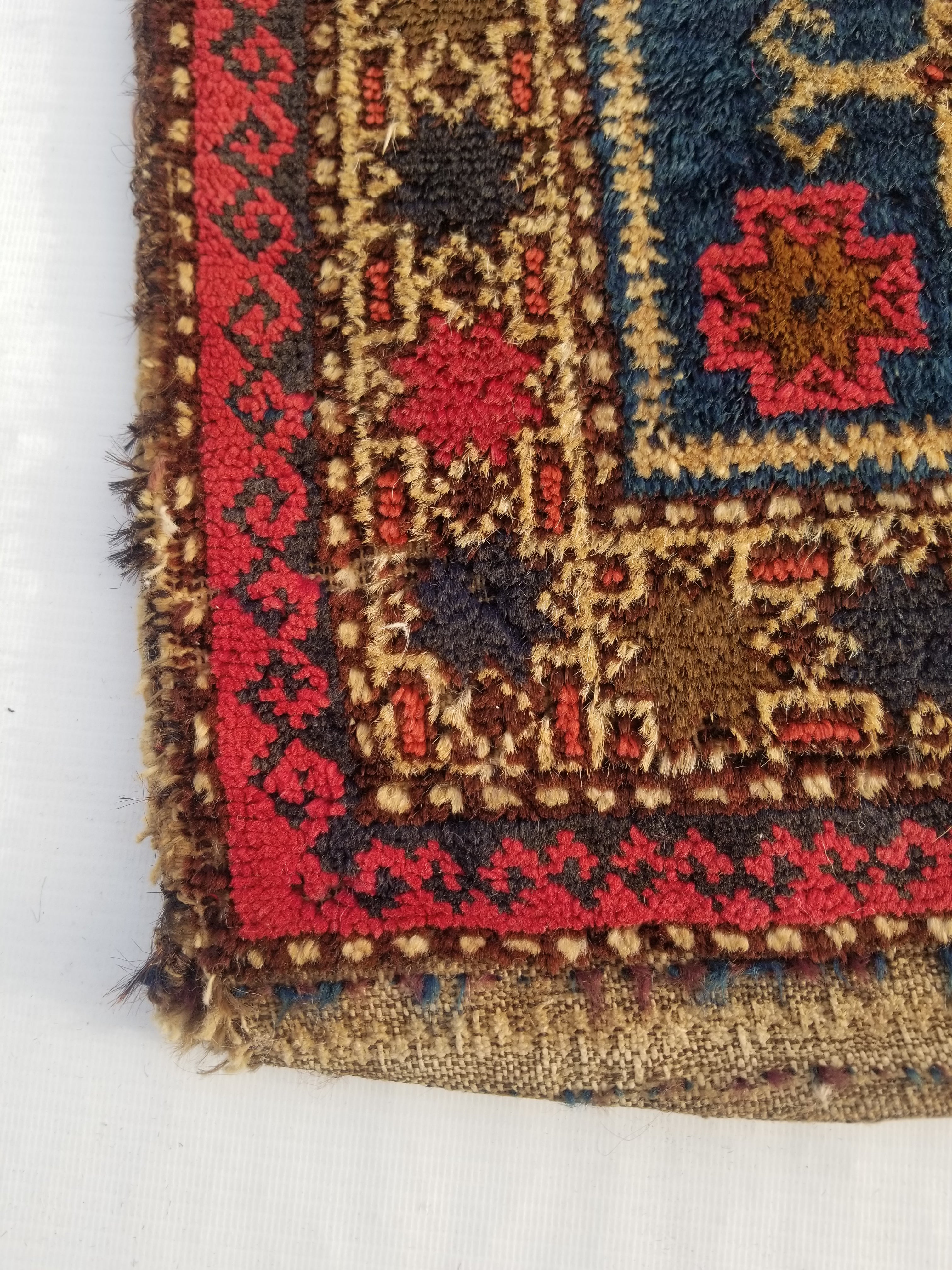 Antique Traditional Handmade Kurdish Wool Multicolor Saddle Bag 42x40cm