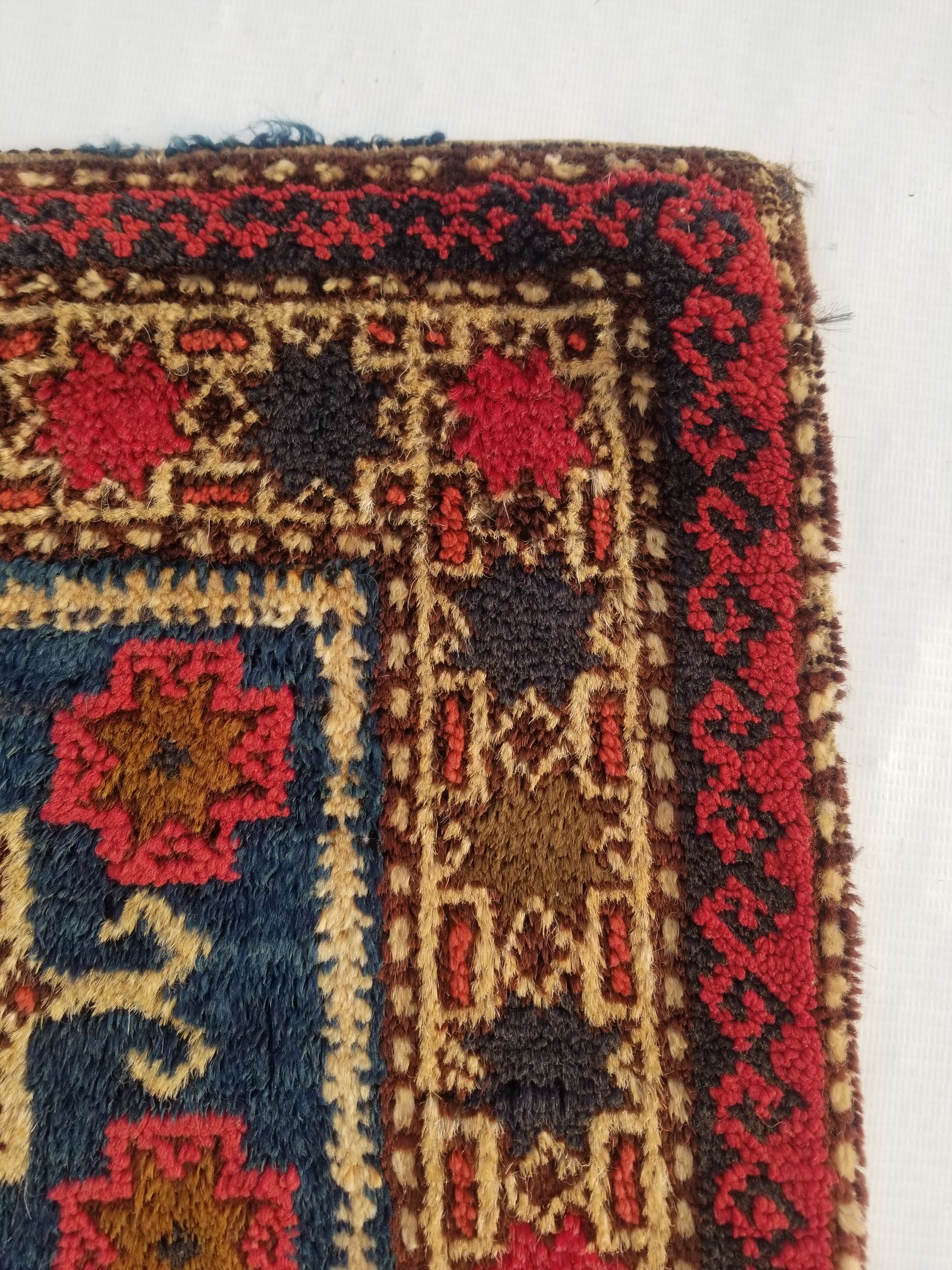 Antique Traditional Handmade Kurdish Wool Multicolor Saddle Bag 42x40cm