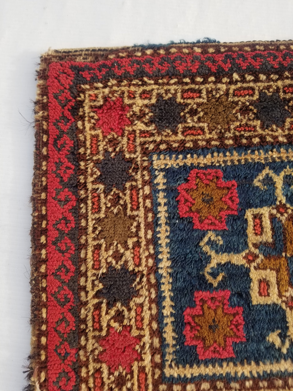 Antique Traditional Handmade Kurdish Wool Multicolor Saddle Bag 42x40cm