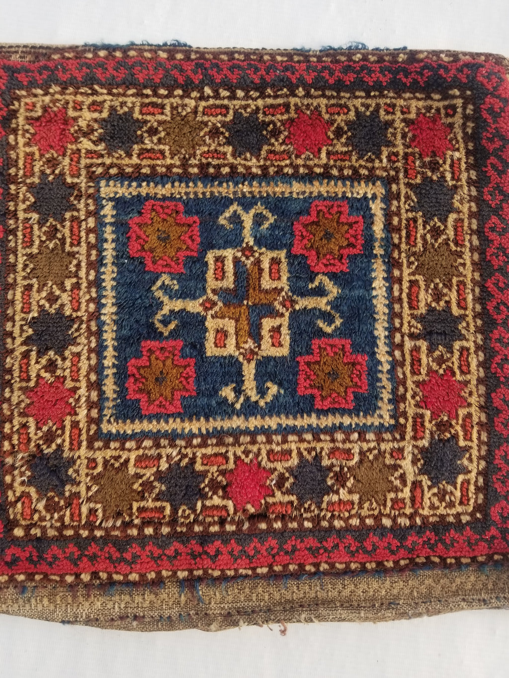 Antique Traditional Handmade Kurdish Wool Multicolor Saddle Bag 42x40cm
