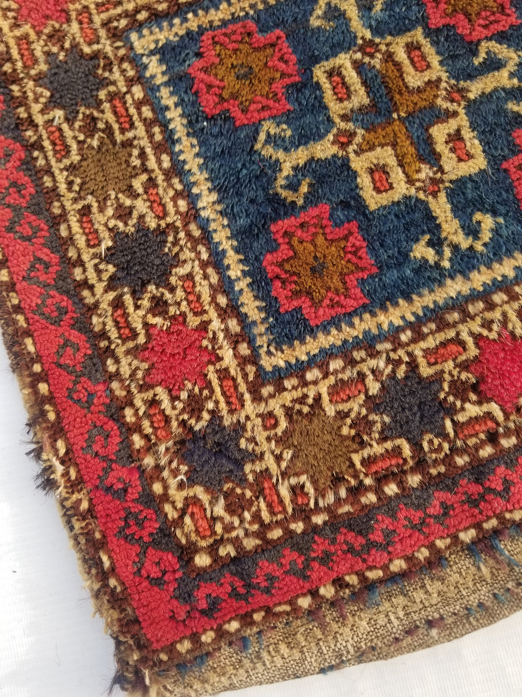 Antique Traditional Handmade Kurdish Wool Multicolor Saddle Bag 42x40cm