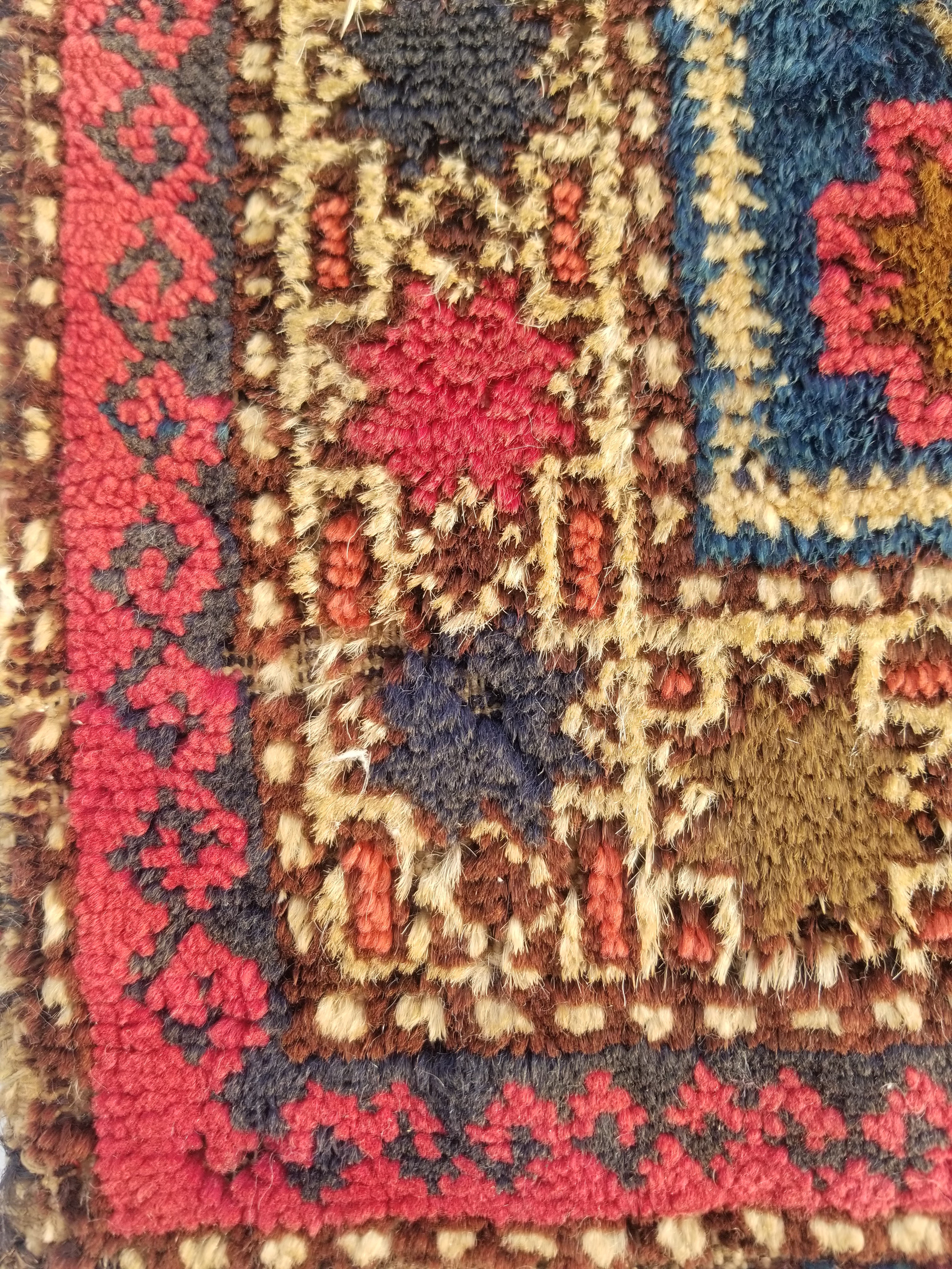 Antique Traditional Handmade Kurdish Wool Multicolor Saddle Bag 42x40cm
