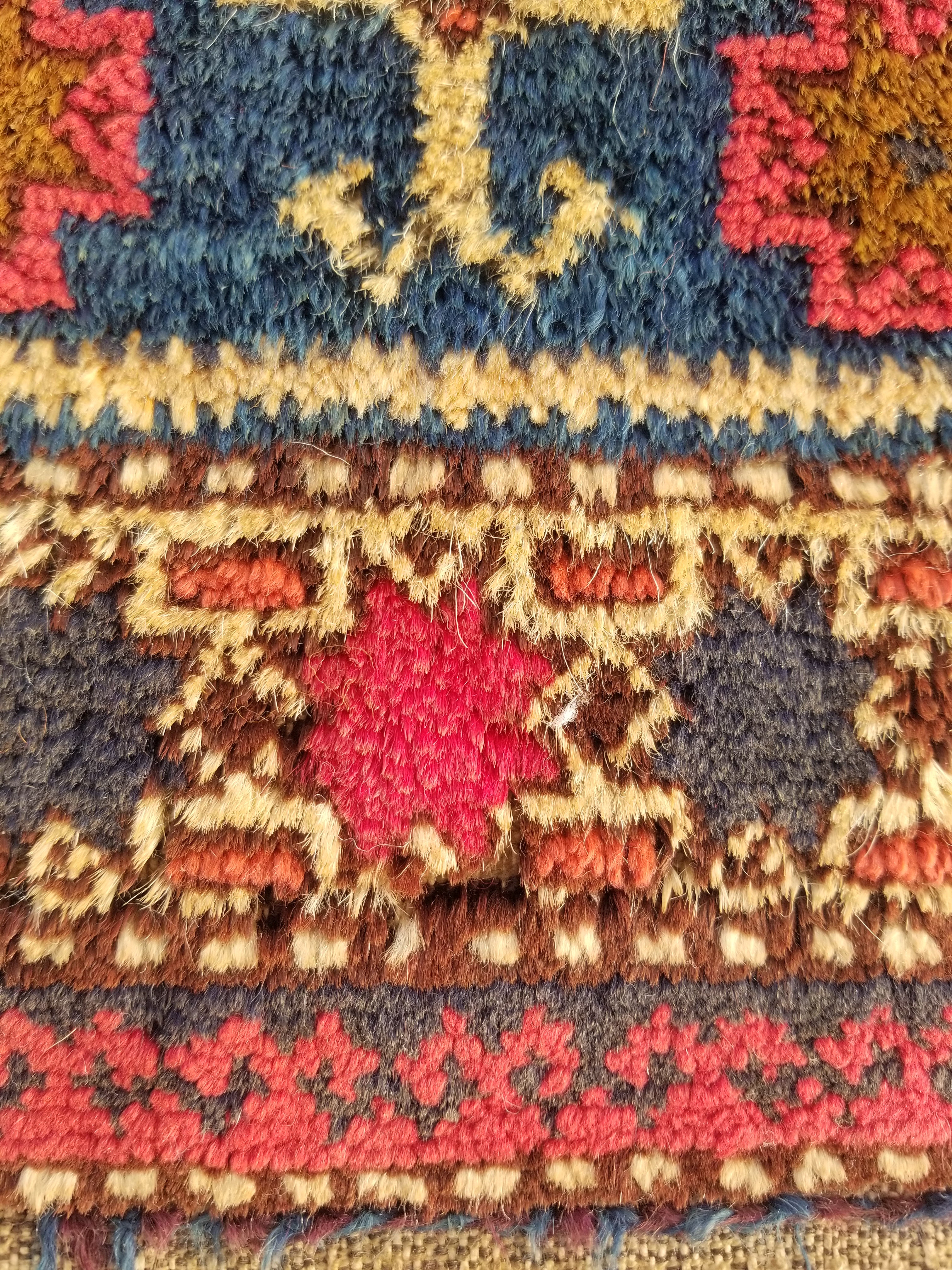 Antique Traditional Handmade Kurdish Wool Multicolor Saddle Bag 42x40cm