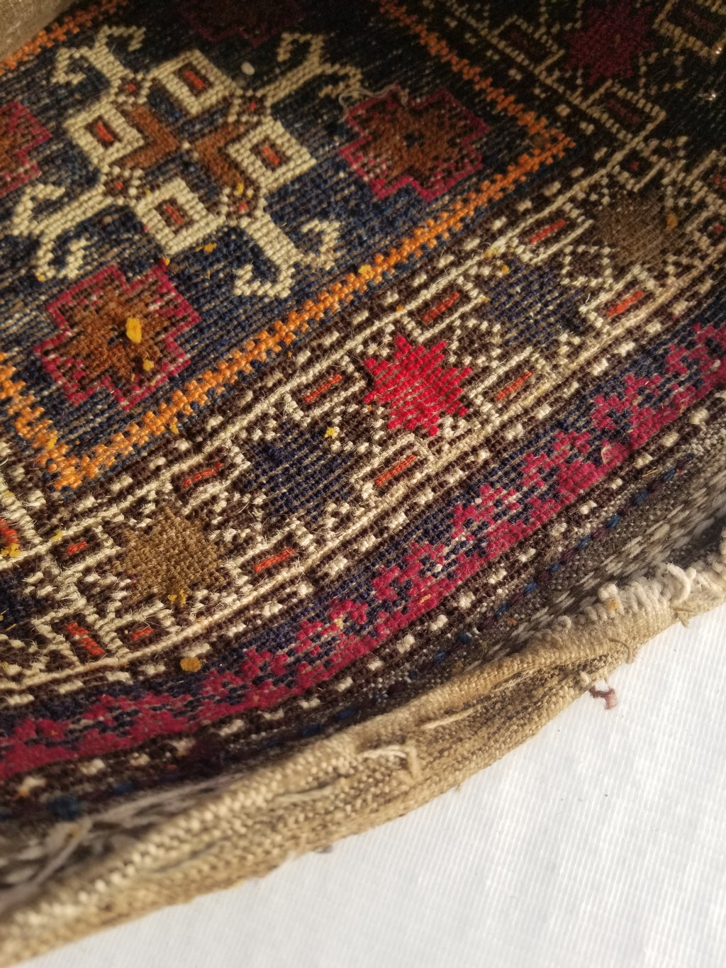 Antique Traditional Handmade Kurdish Wool Multicolor Saddle Bag 42x40cm