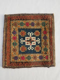 Antique Traditional Handmade Kurdish  Wool Multicolor Saddle Bag 40x38cm