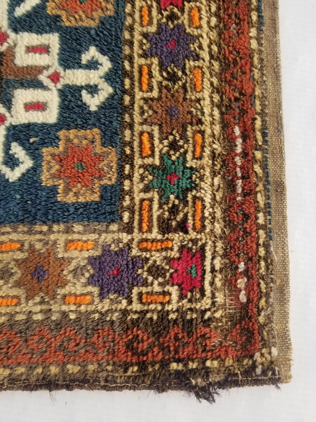 Antique Traditional Handmade Kurdish  Wool Multicolor Saddle Bag 40x38cm