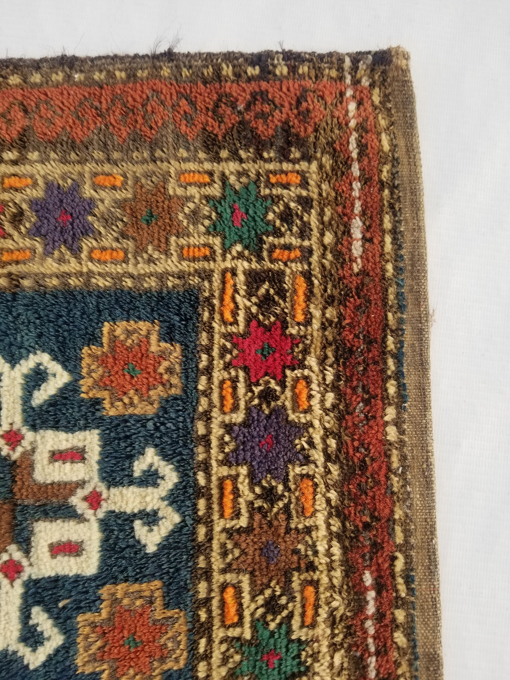 Antique Traditional Handmade Kurdish  Wool Multicolor Saddle Bag 40x38cm