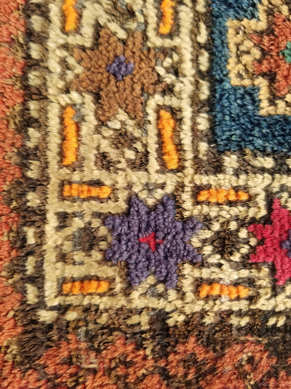 Antique Traditional Handmade Kurdish  Wool Multicolor Saddle Bag 40x38cm