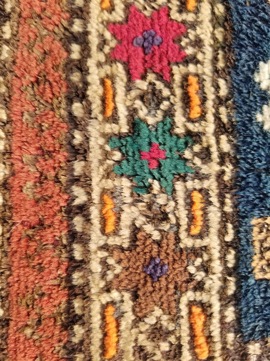 Antique Traditional Handmade Kurdish  Wool Multicolor Saddle Bag 40x38cm