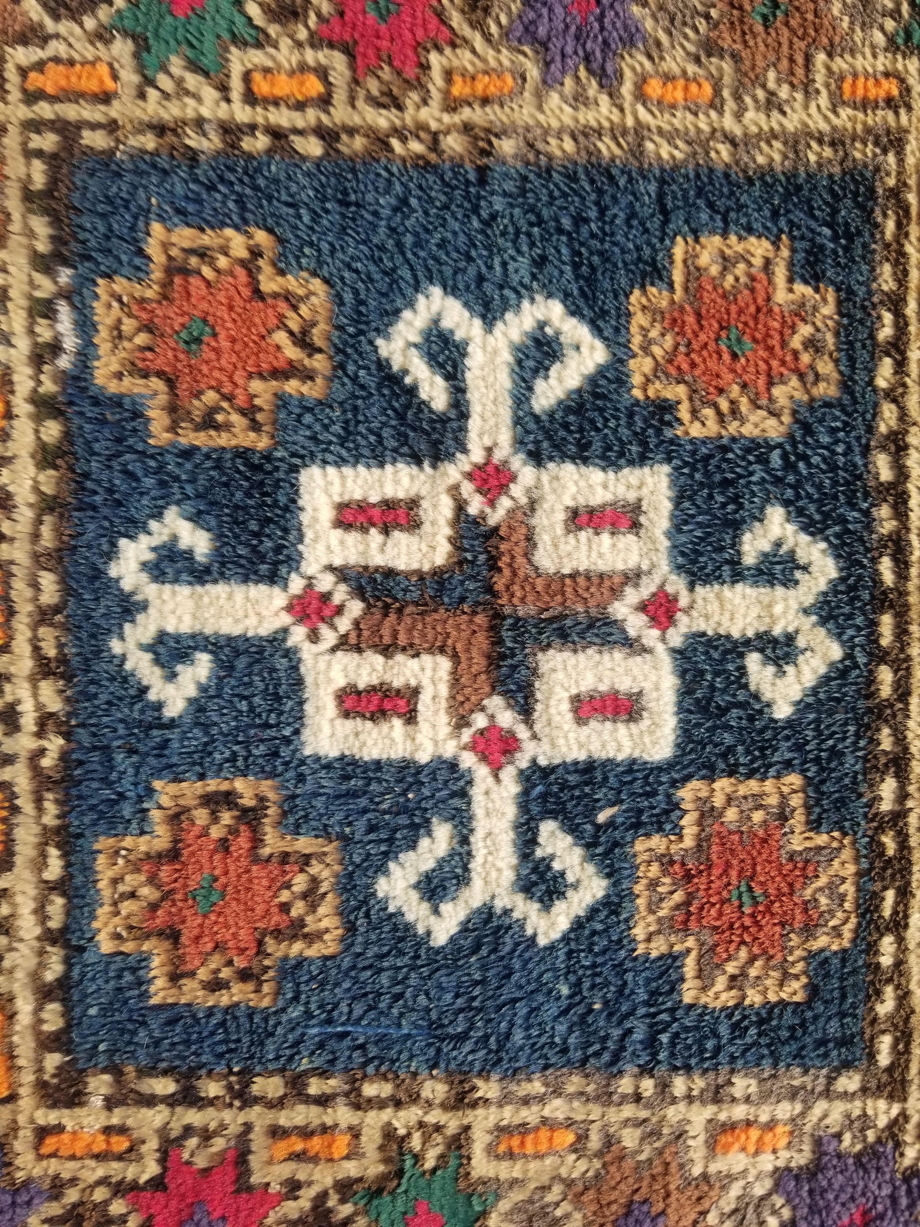 Antique Traditional Handmade Kurdish  Wool Multicolor Saddle Bag 40x38cm