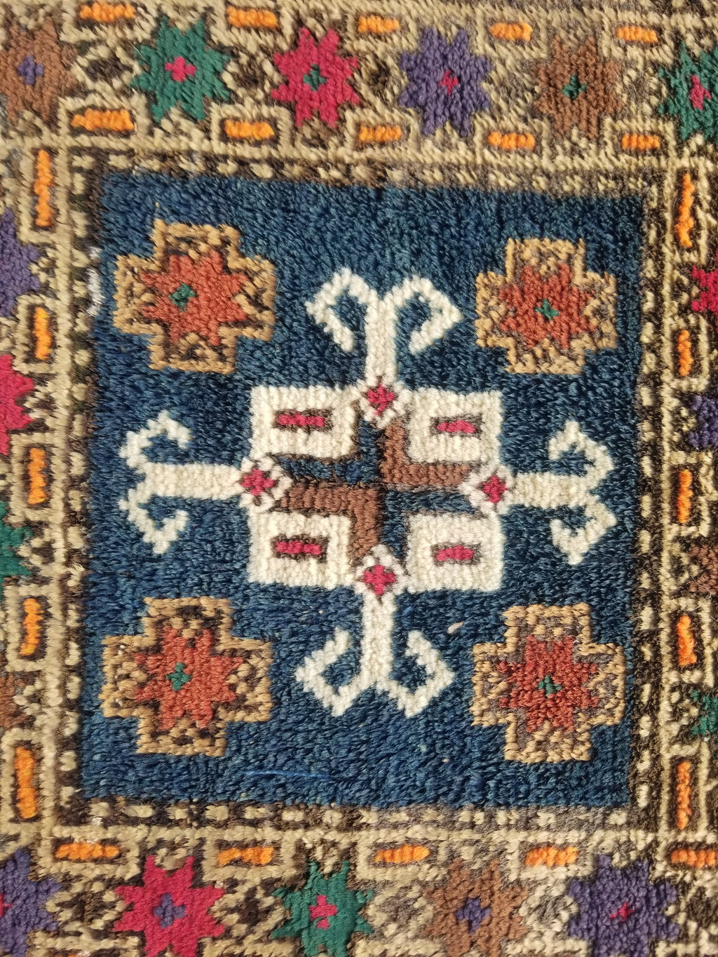 Antique Traditional Handmade Kurdish  Wool Multicolor Saddle Bag 40x38cm