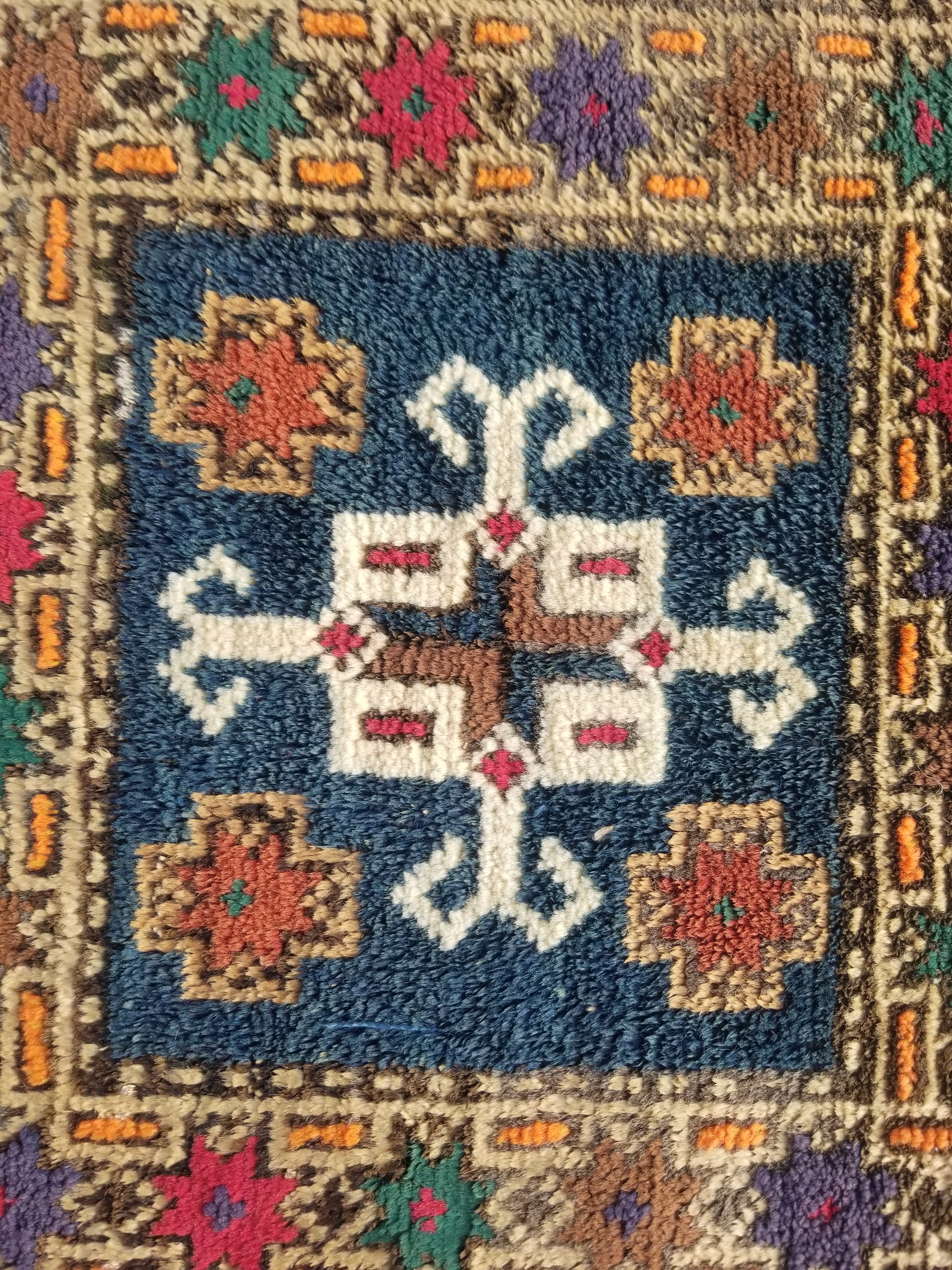 Antique Traditional Handmade Kurdish  Wool Multicolor Saddle Bag 40x38cm