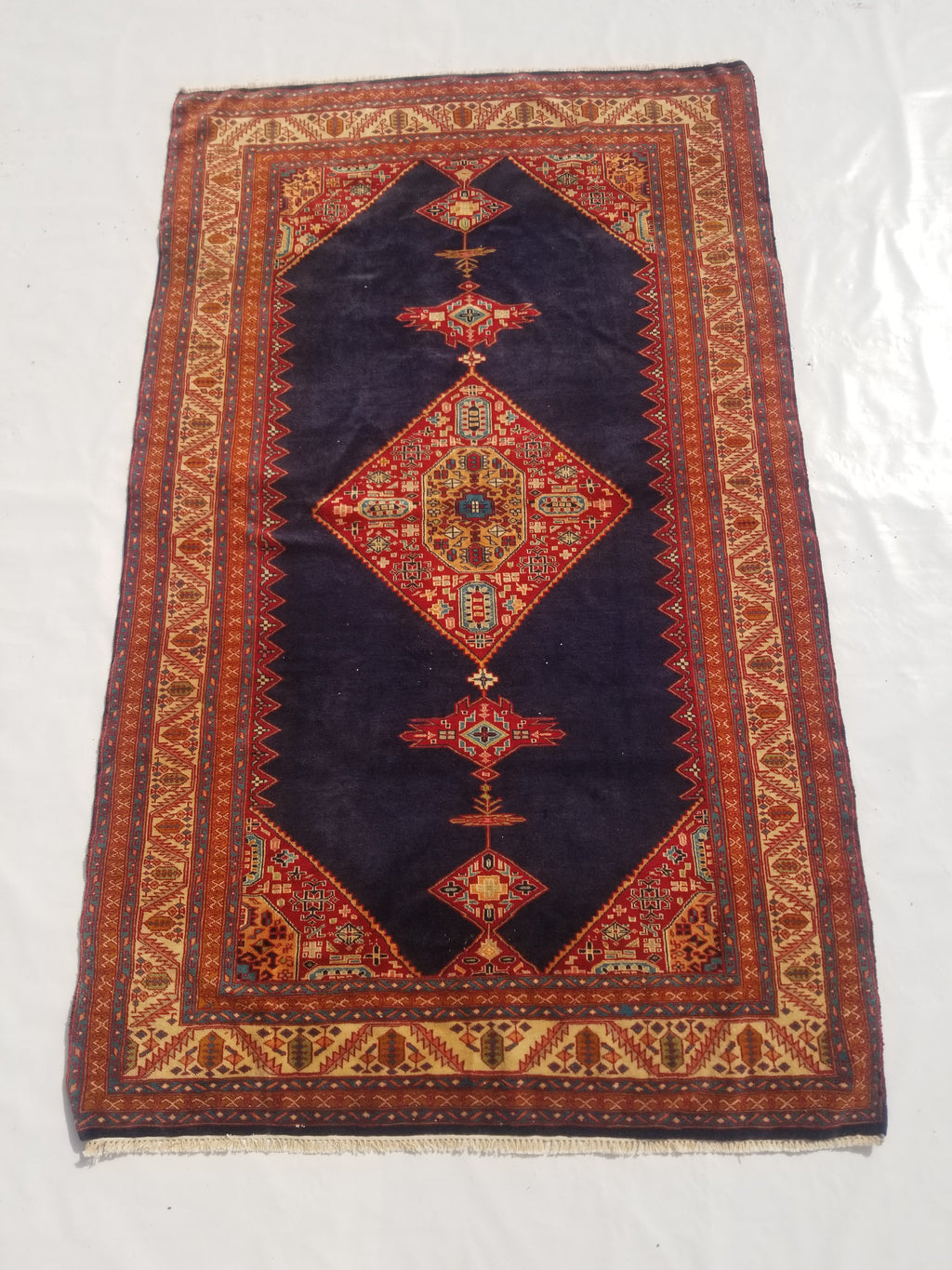 Antique Traditional Handmade Turkish Wool Multicolor Rug 209x127cm