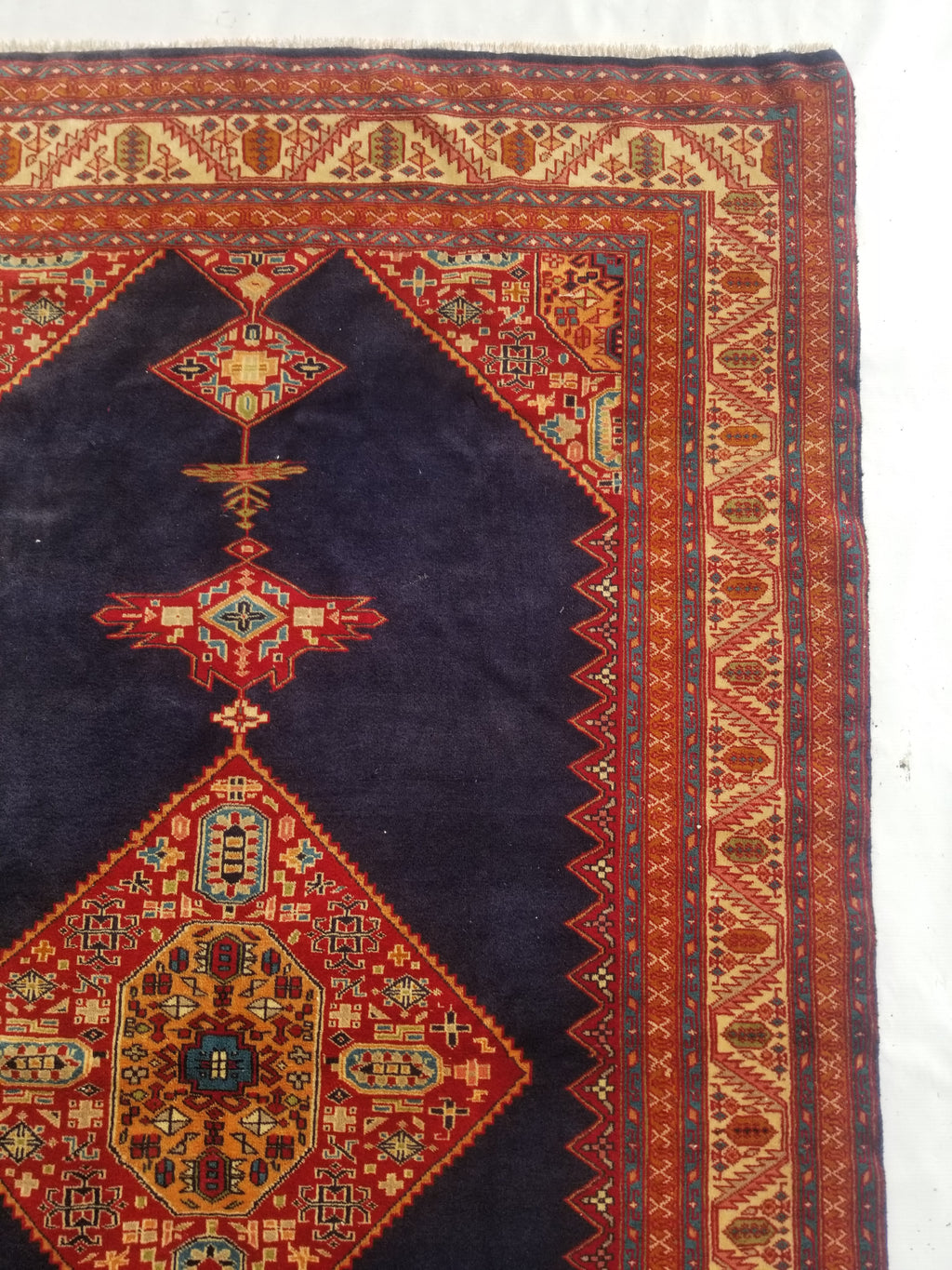 Antique Traditional Handmade Turkish Wool Multicolor Rug 209x127cm