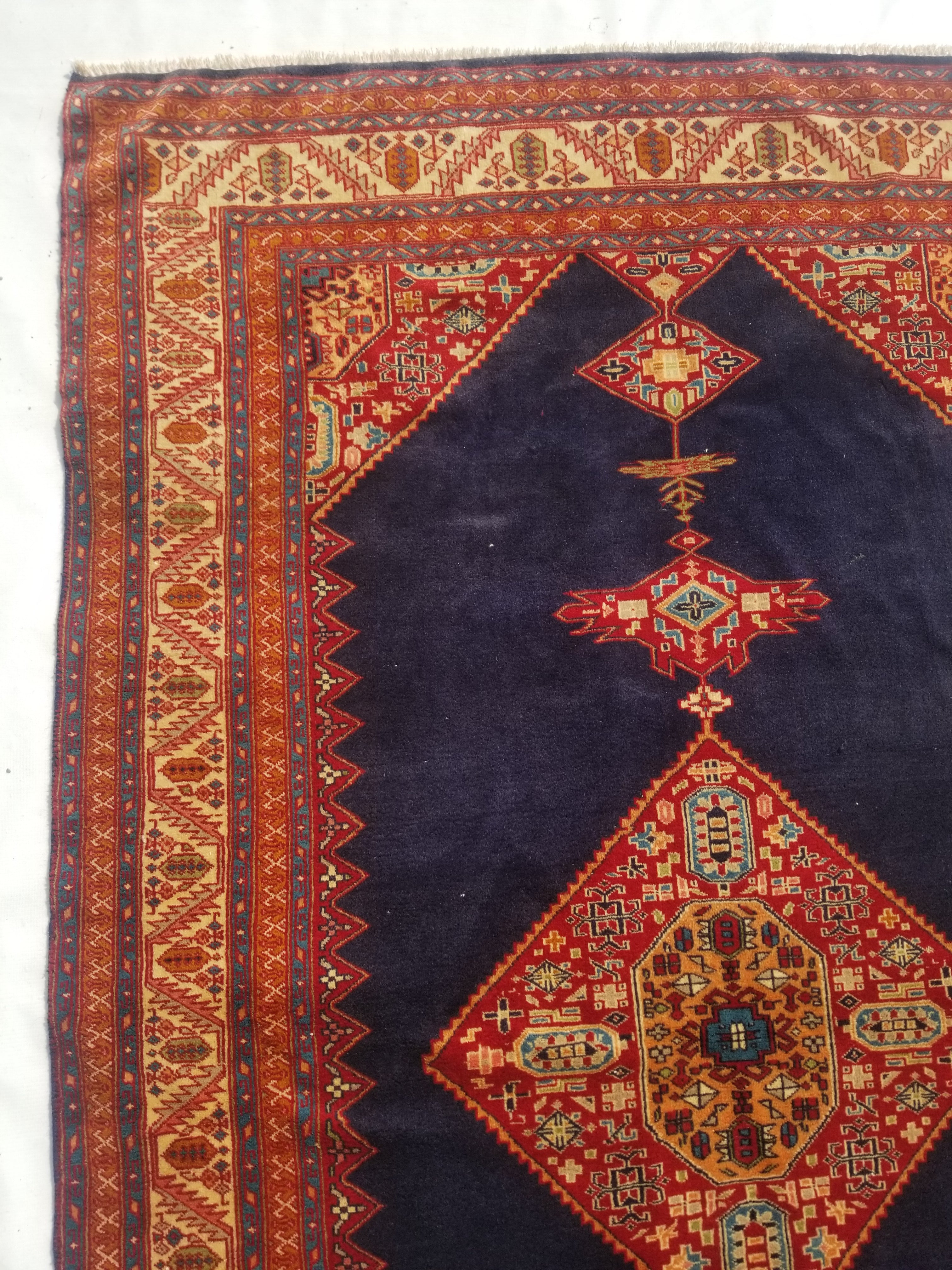 Antique Traditional Handmade Turkish Wool Multicolor Rug 209x127cm