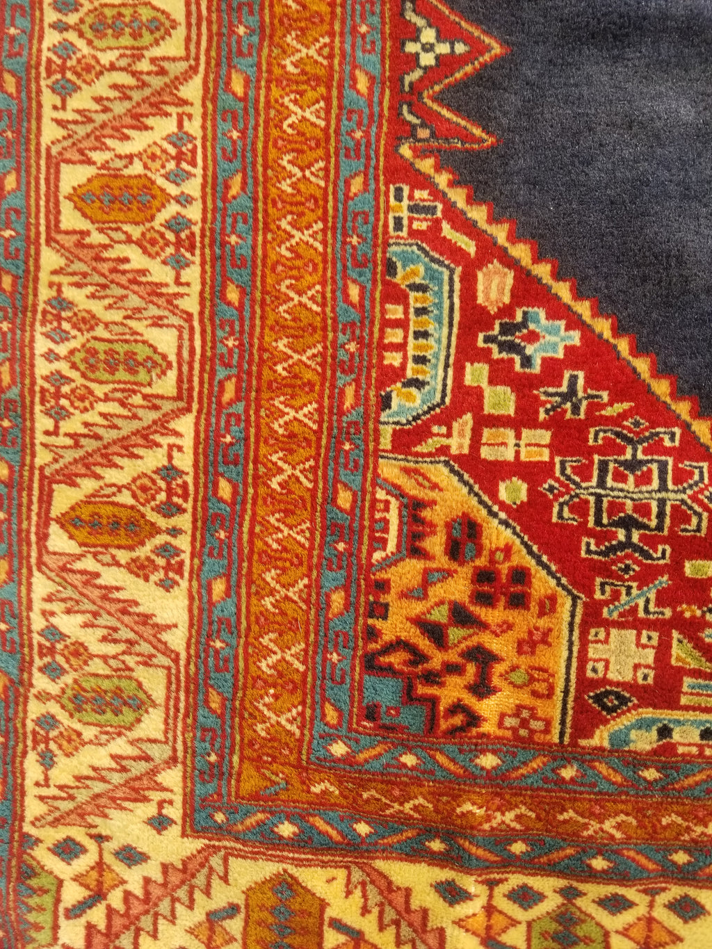 Antique Traditional Handmade Turkish Wool Multicolor Rug 209x127cm