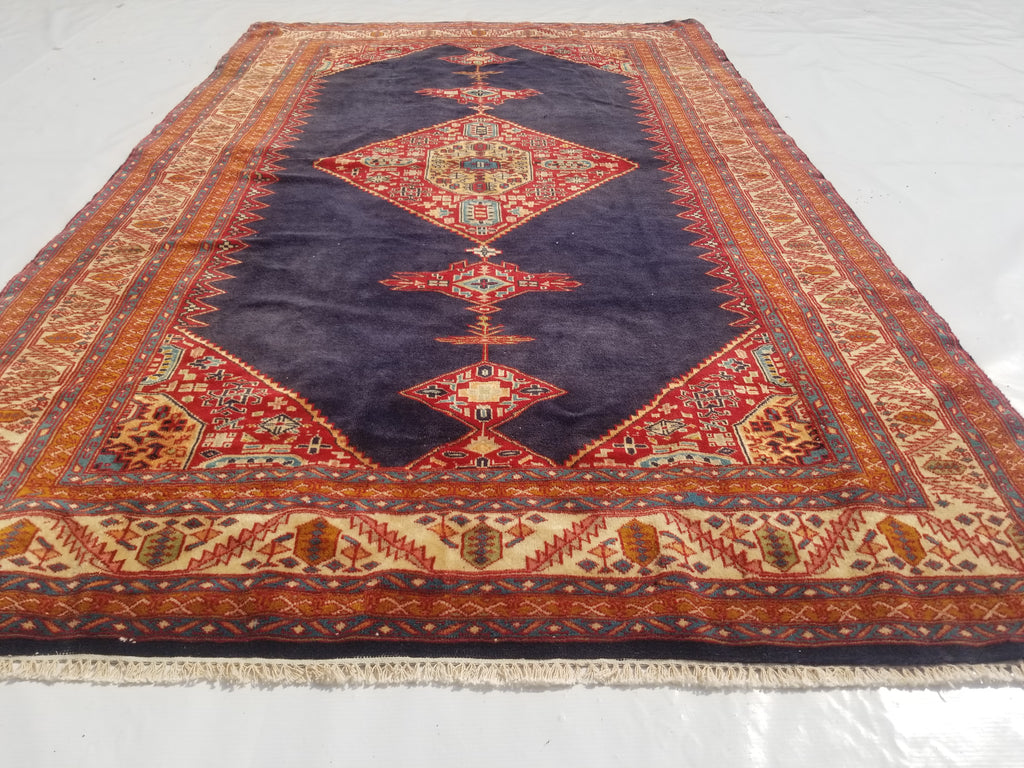 Antique Traditional Handmade Turkish Wool Multicolor Rug 209x127cm