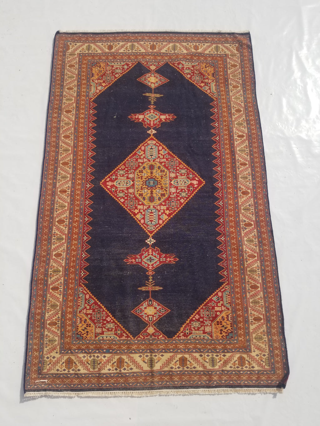 Antique Traditional Handmade Turkish Wool Multicolor Rug 209x127cm