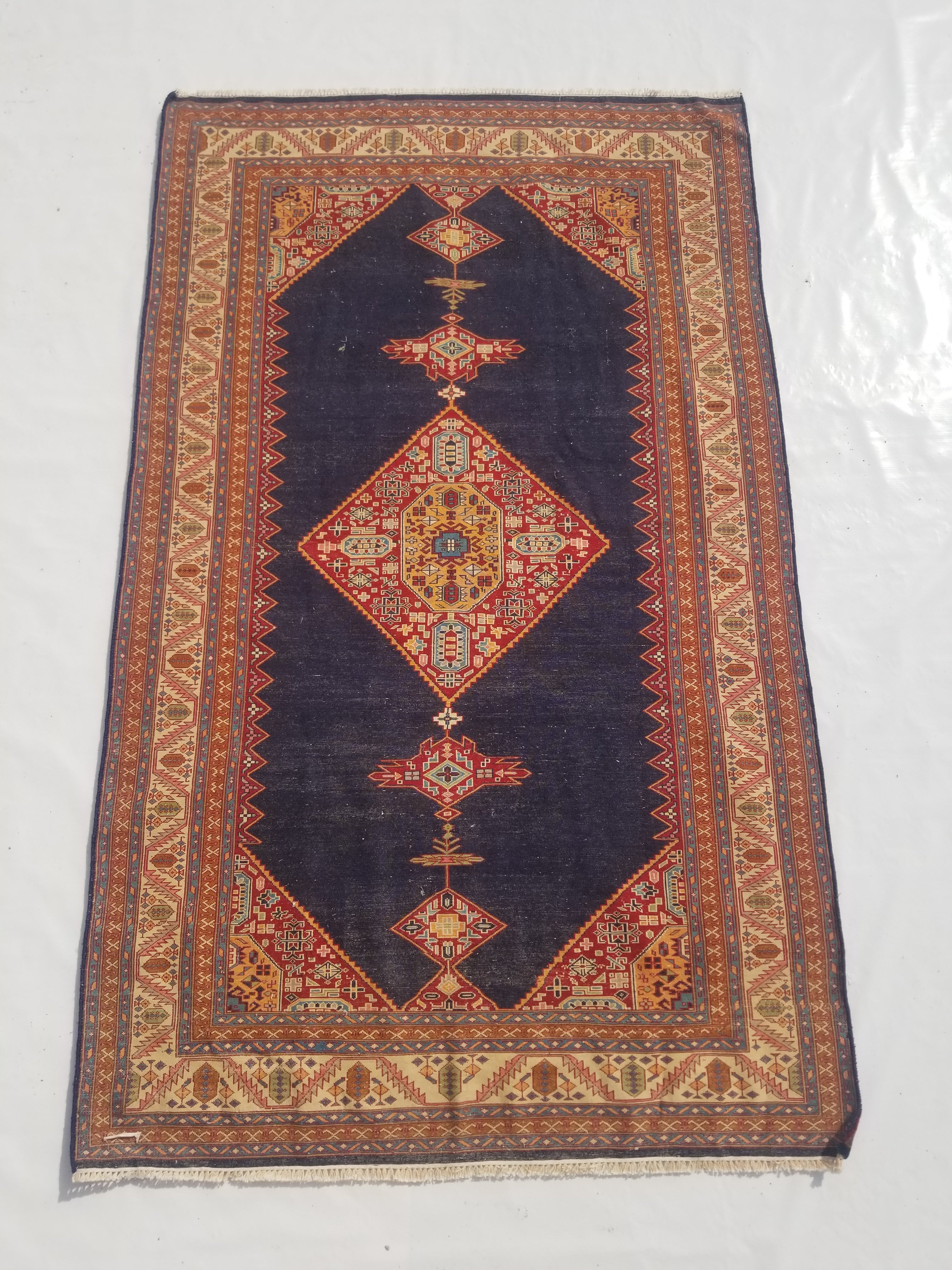 Antique Traditional Handmade Turkish Wool Multicolor Rug 209x127cm