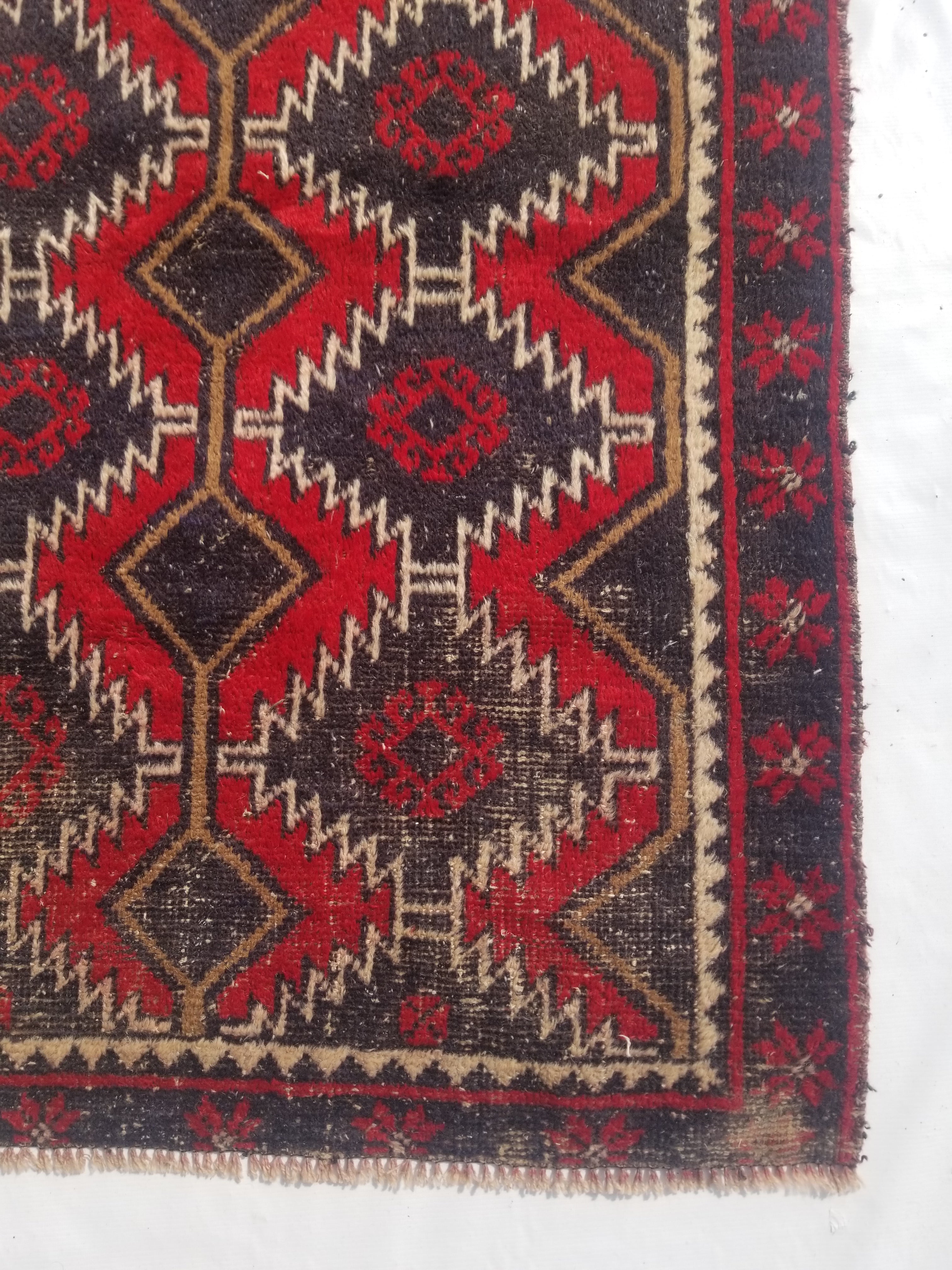 Distressed Vintage Traditional Handmade Afghan Wool Multicolor Rug 142x98cm