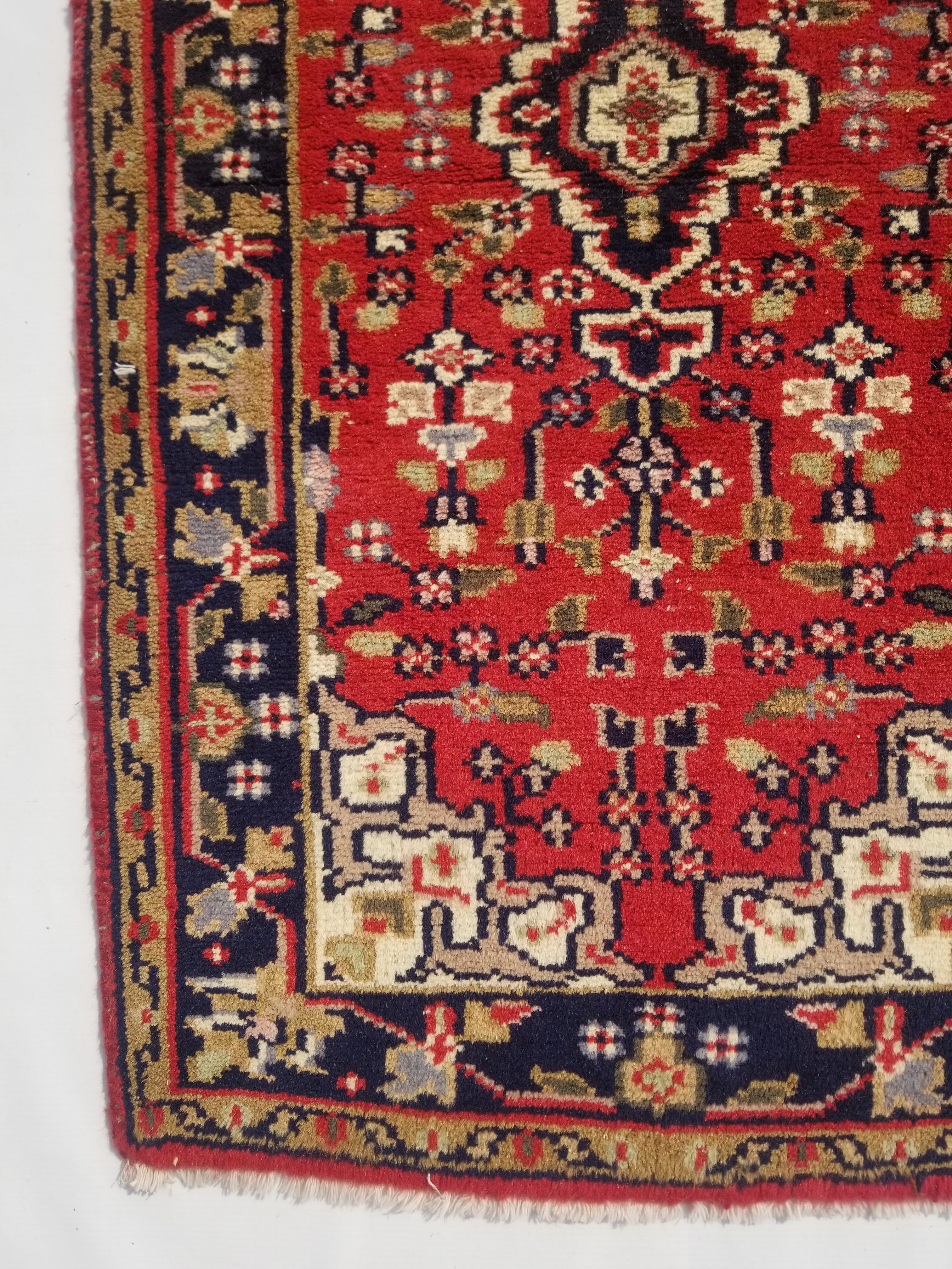 Vintage Traditional Handmade Oriental Wool Multicolor Rug 121x66cm