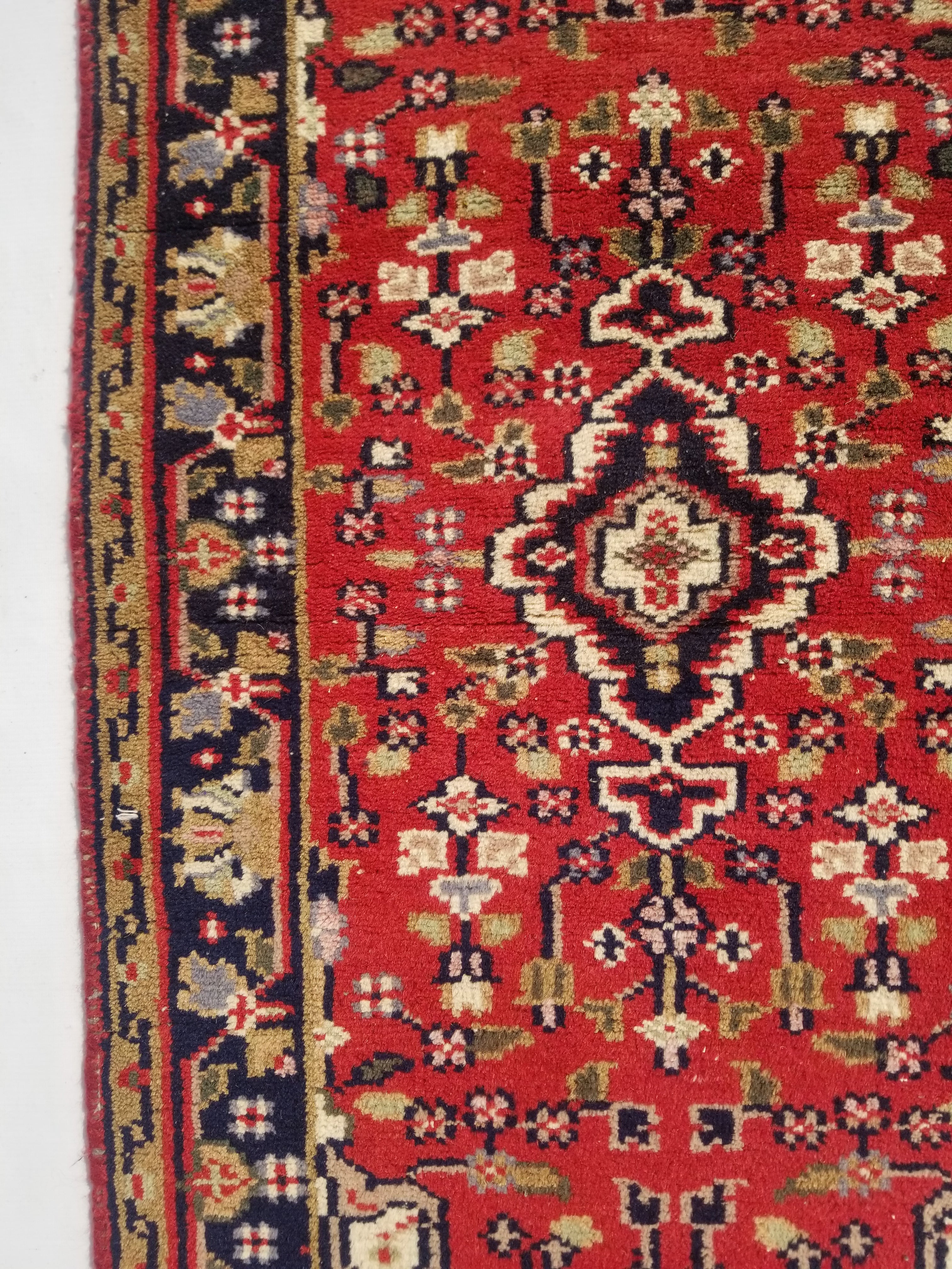 Vintage Traditional Handmade Oriental Wool Multicolor Rug 121x66cm