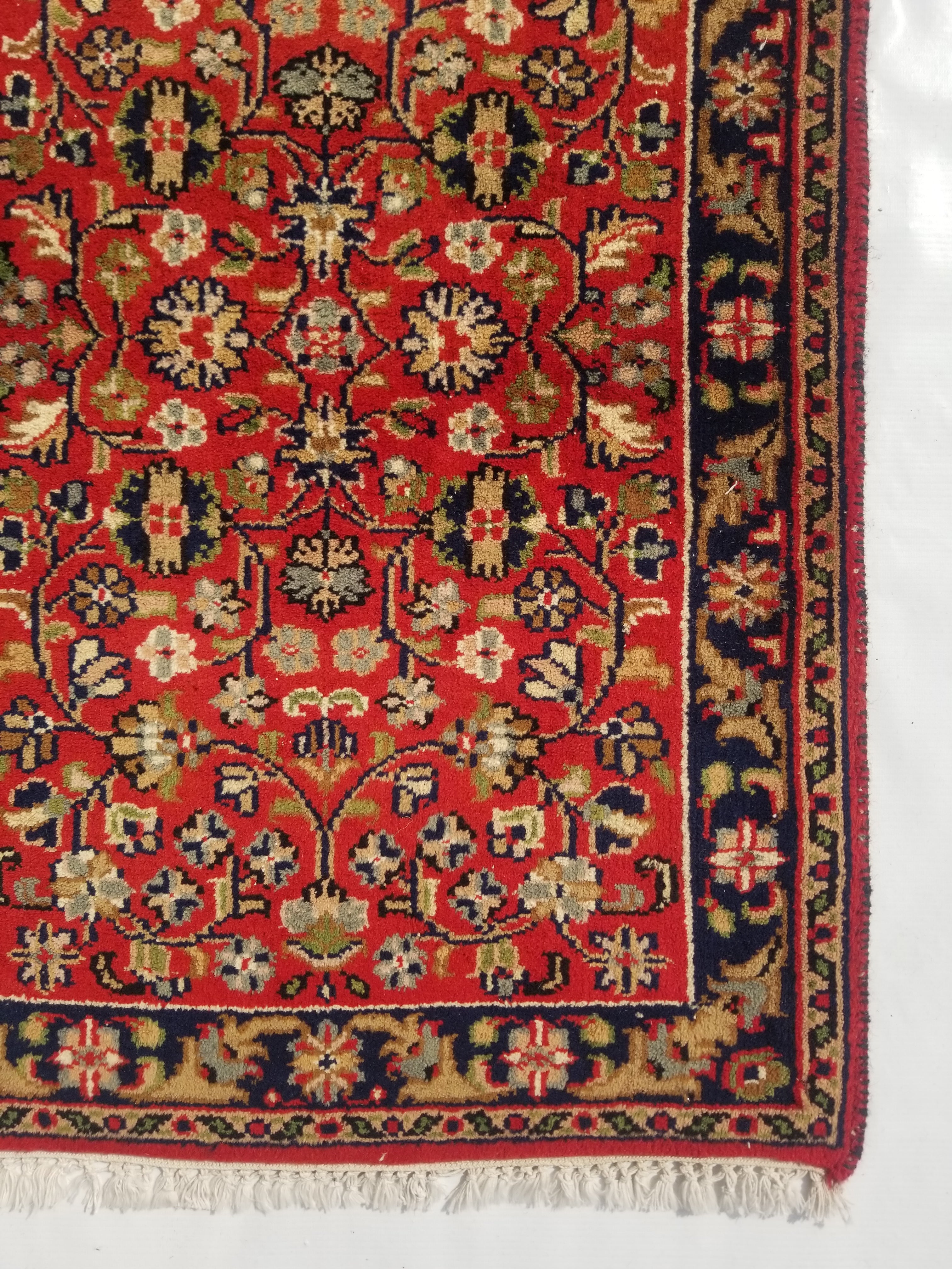 Distressed Vintage Traditional Handmade Sarouk Wool Multicolor Rug 89x56cm