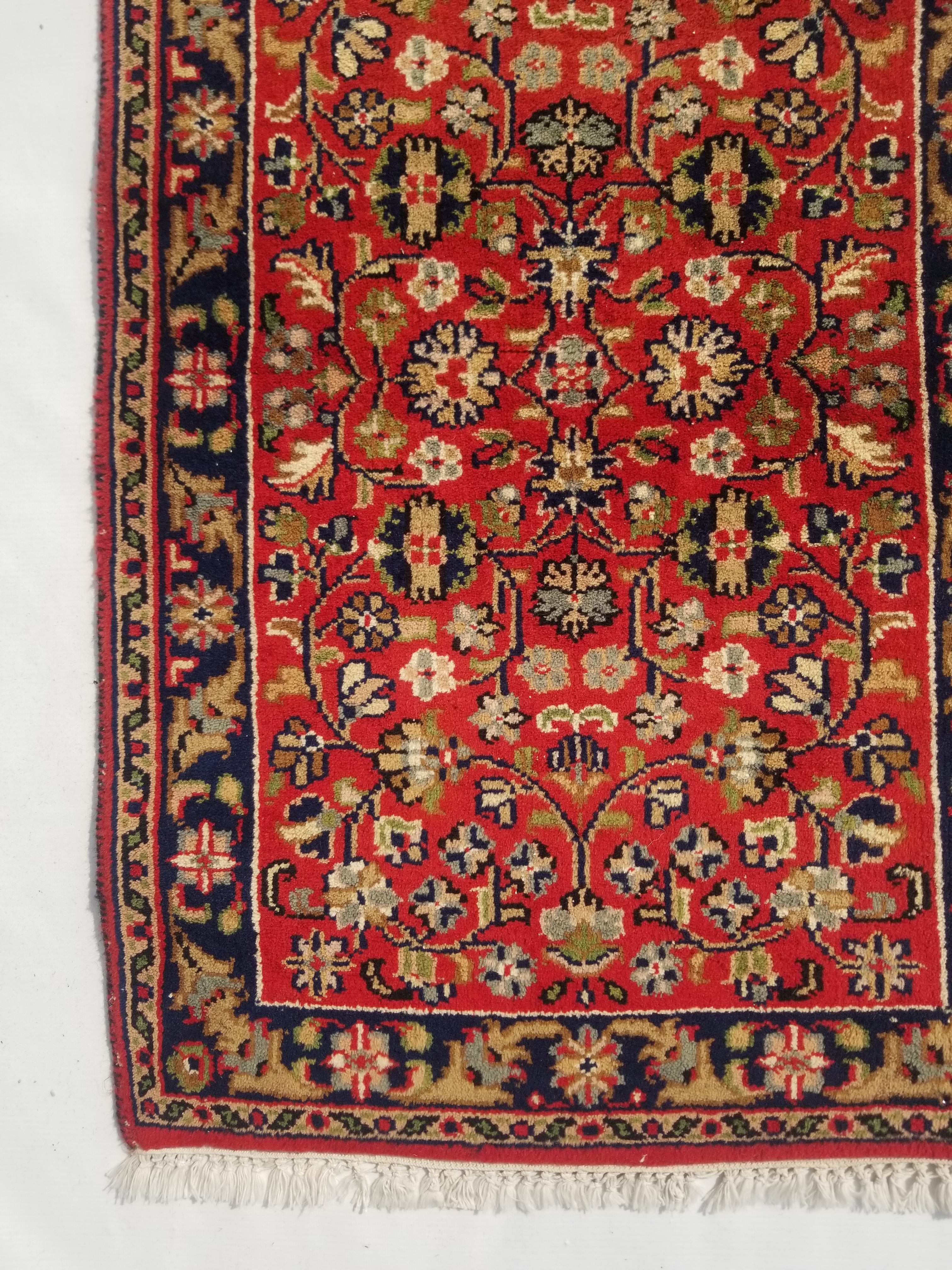 Distressed Vintage Traditional Handmade Sarouk Wool Multicolor Rug 89x56cm