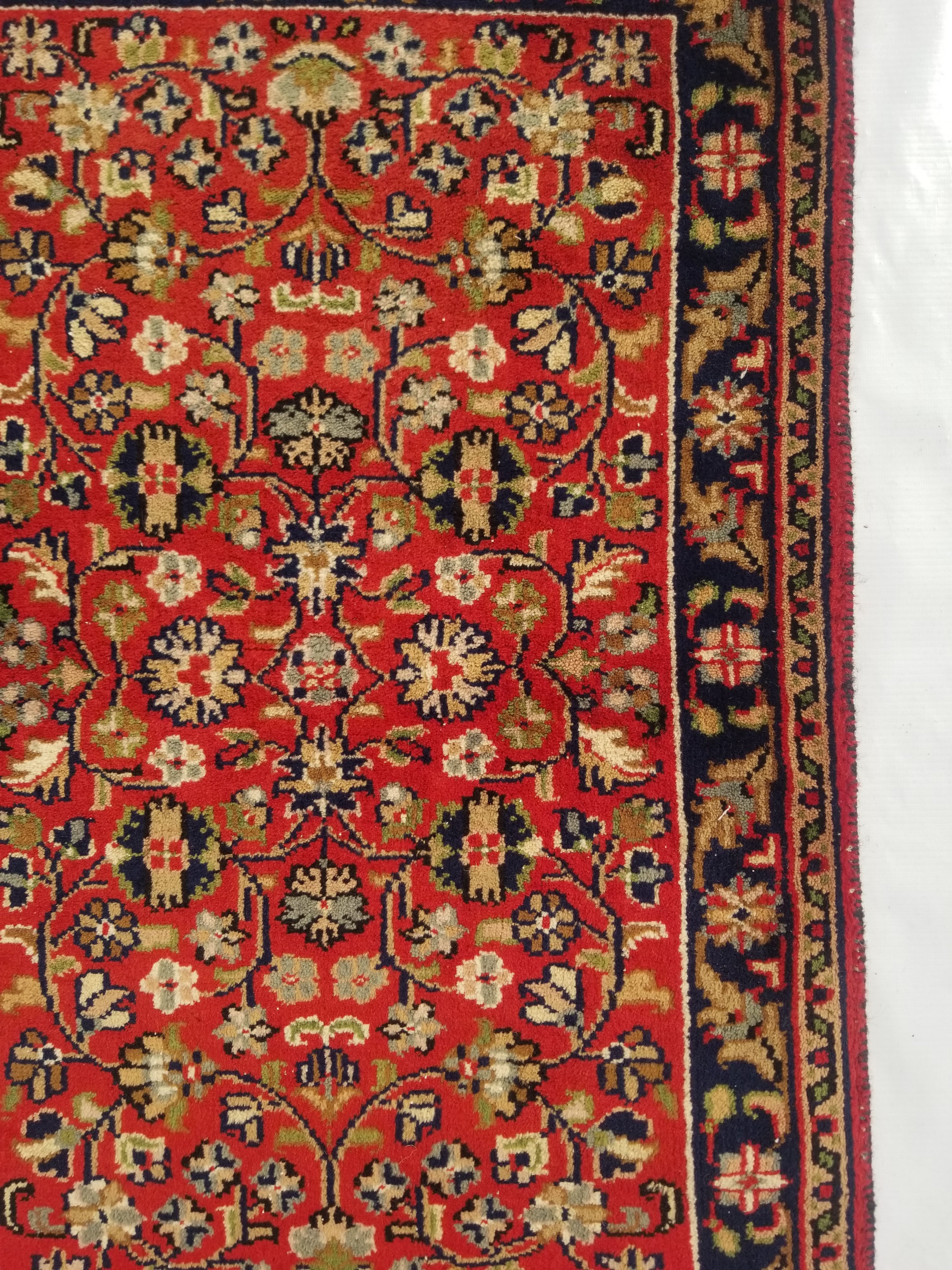 Distressed Vintage Traditional Handmade Sarouk Wool Multicolor Rug 89x56cm