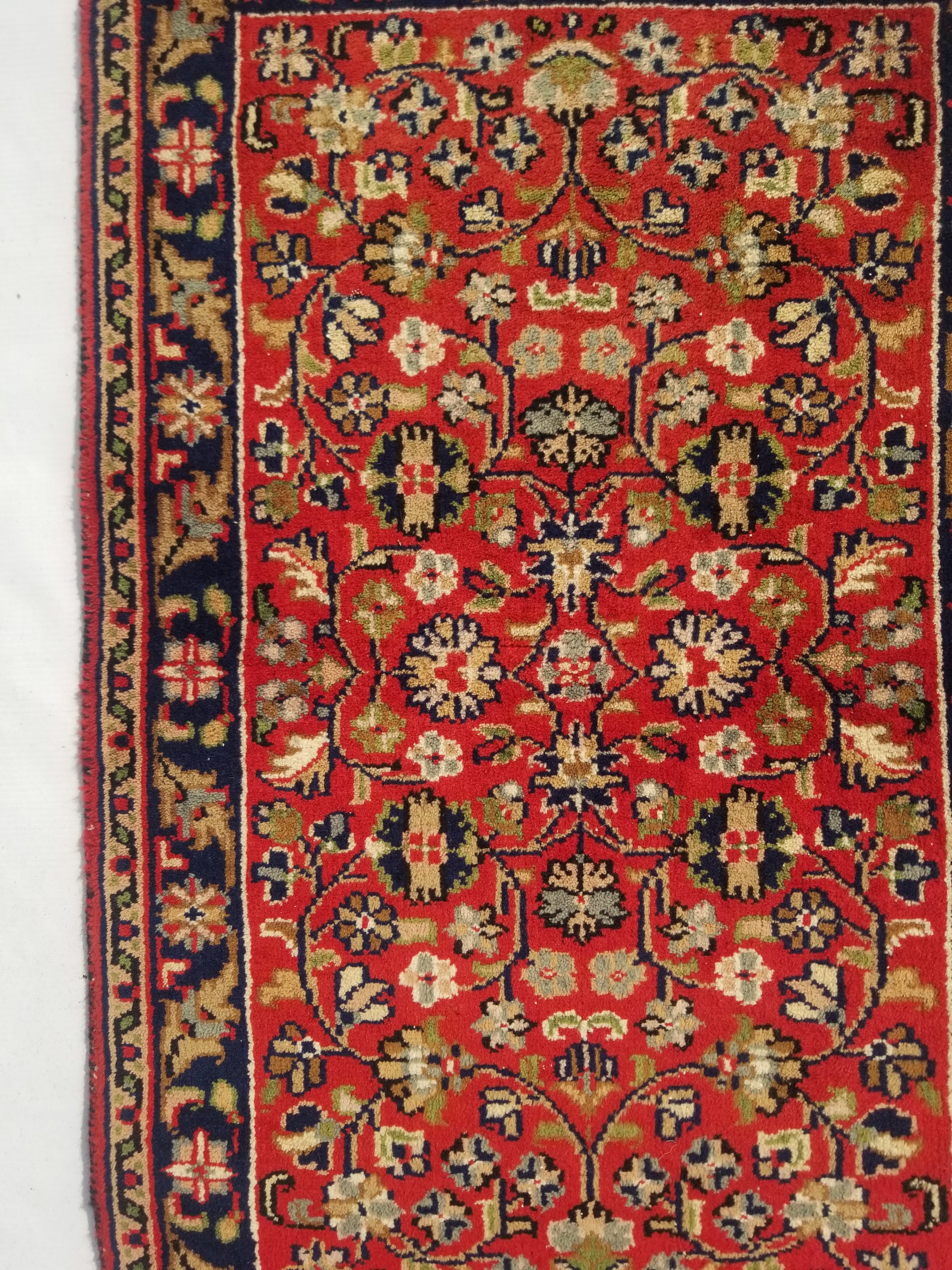 Distressed Vintage Traditional Handmade Sarouk Wool Multicolor Rug 89x56cm