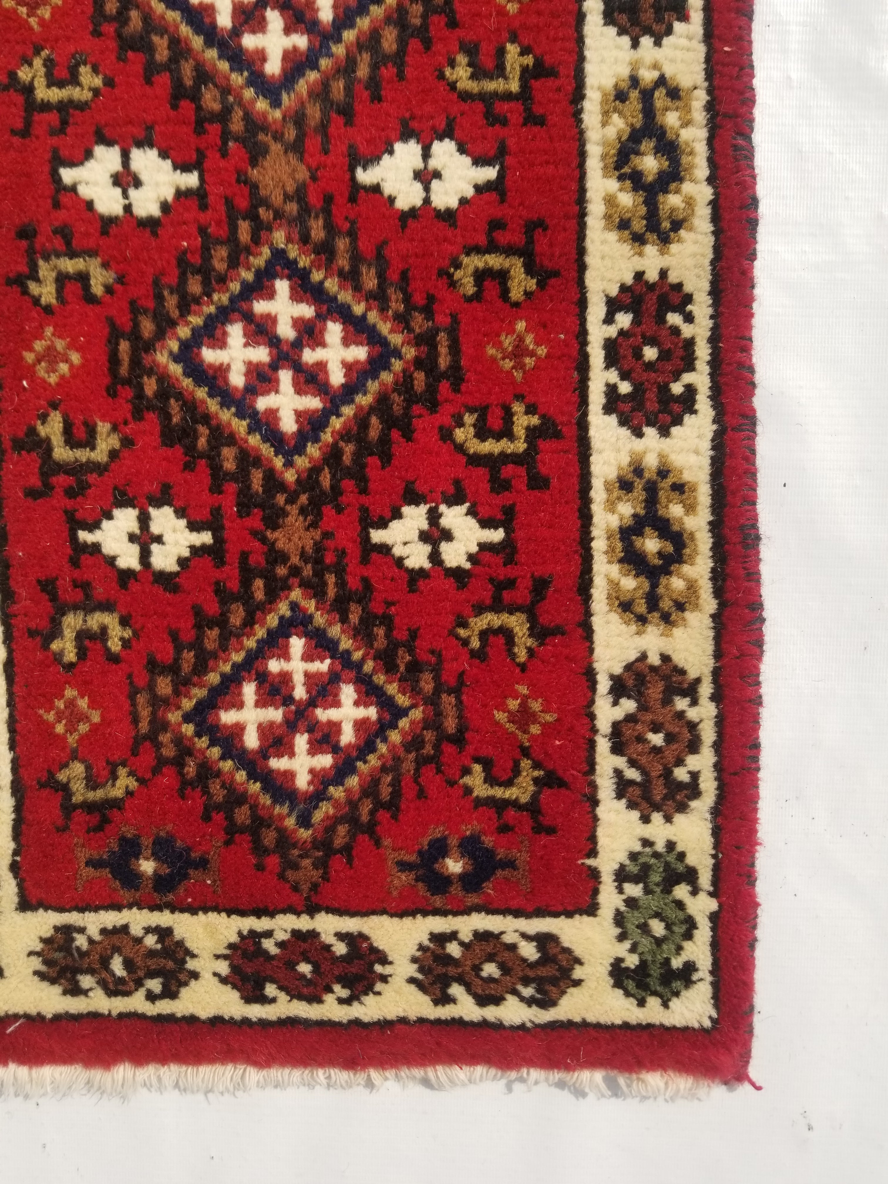 Vintage Traditional Handmade Hamadan Wool Multicolor Rug 60x38cm