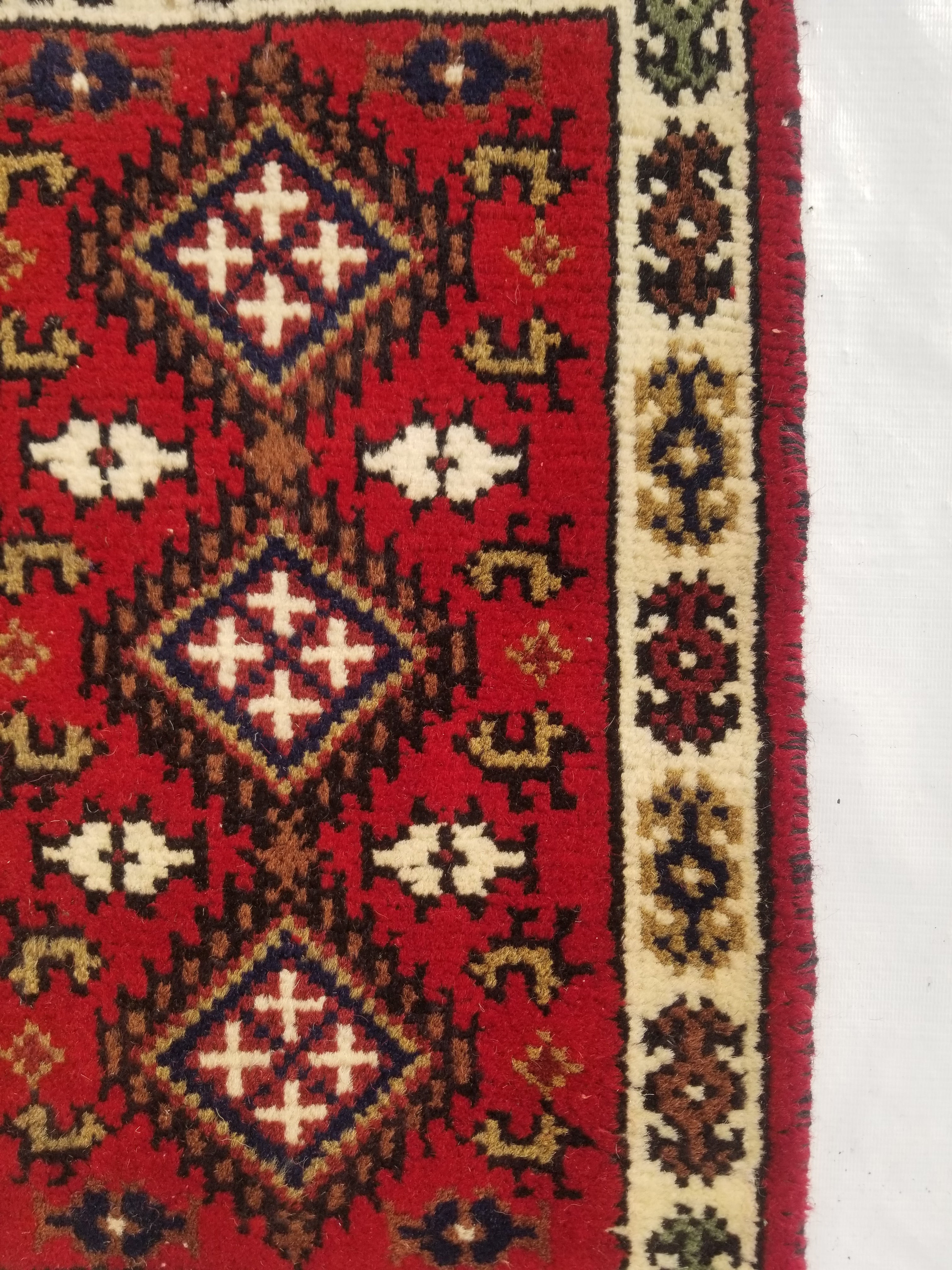 Vintage Traditional Handmade Hamadan Wool Multicolor Rug 60x38cm