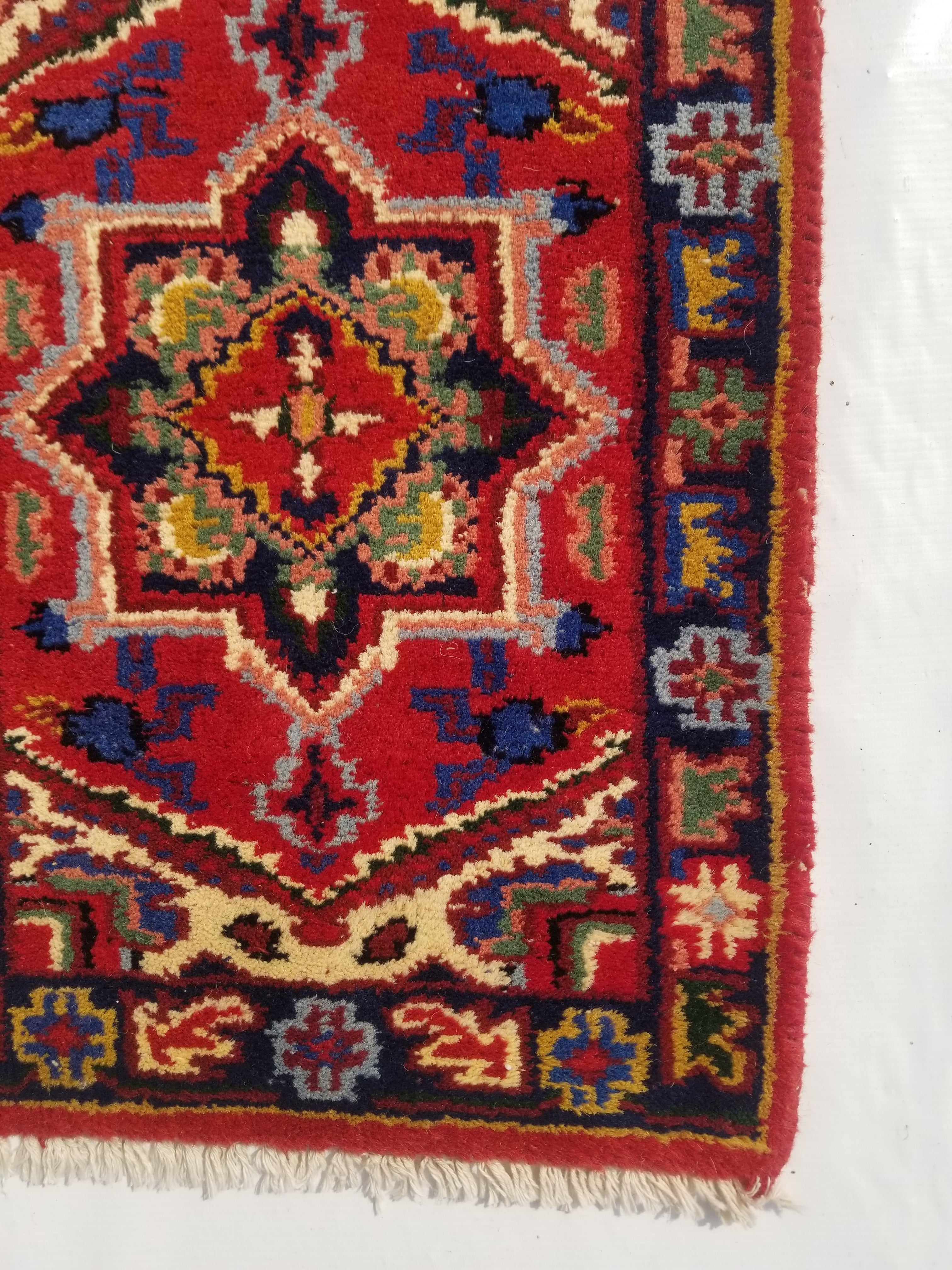 Vintage Traditional Handmade Hamadan Wool Multicolor Rug 60x40cm