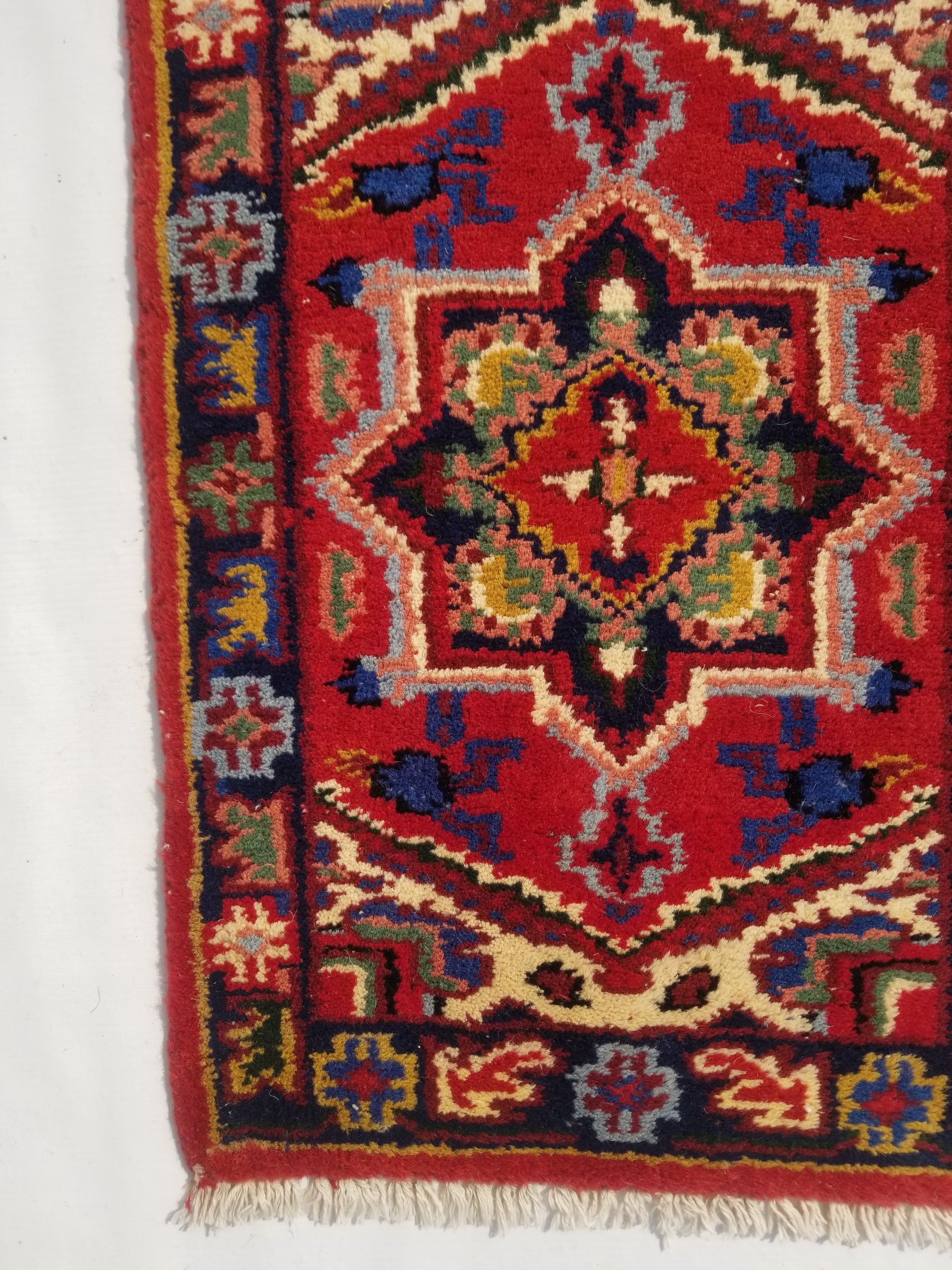 Vintage Traditional Handmade Hamadan Wool Multicolor Rug 60x40cm