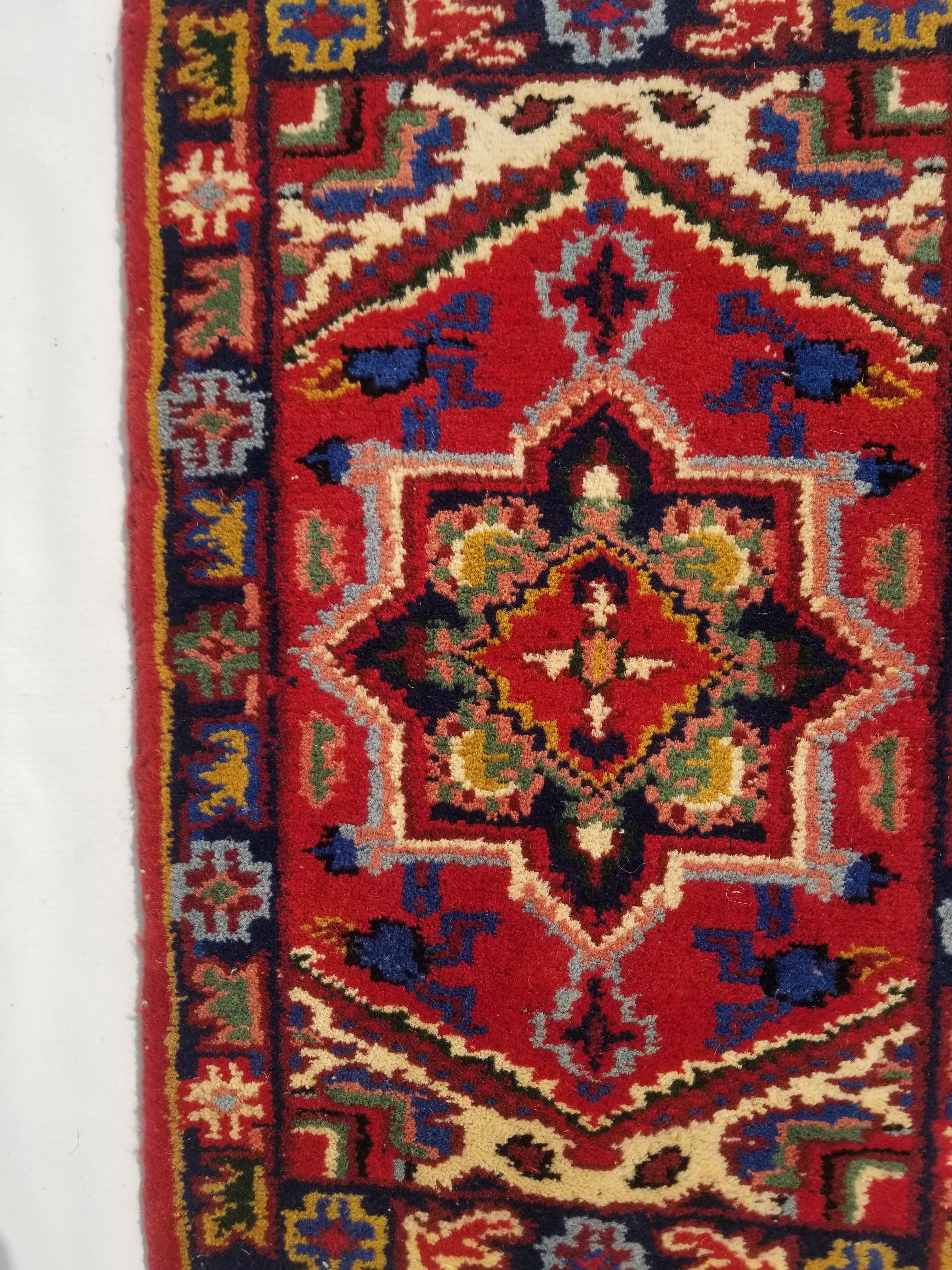 Vintage Traditional Handmade Hamadan Wool Multicolor Rug 60x40cm